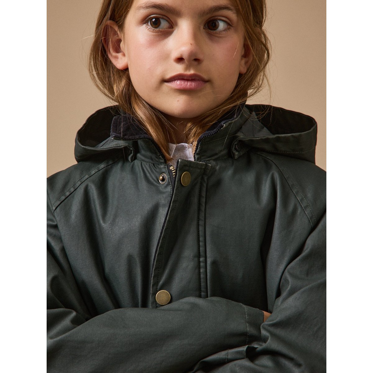 Veste en coton enduit vert fonce, CYRILLUS