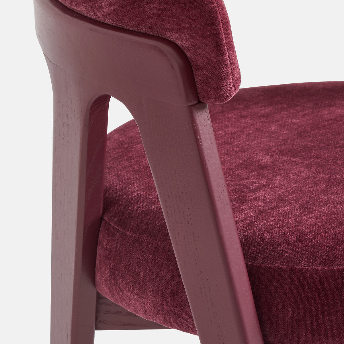 Fauteuil de table vintage, frêne massif et velours, VALENTINA bordeaux, LA REDOUTE INTERIEURS