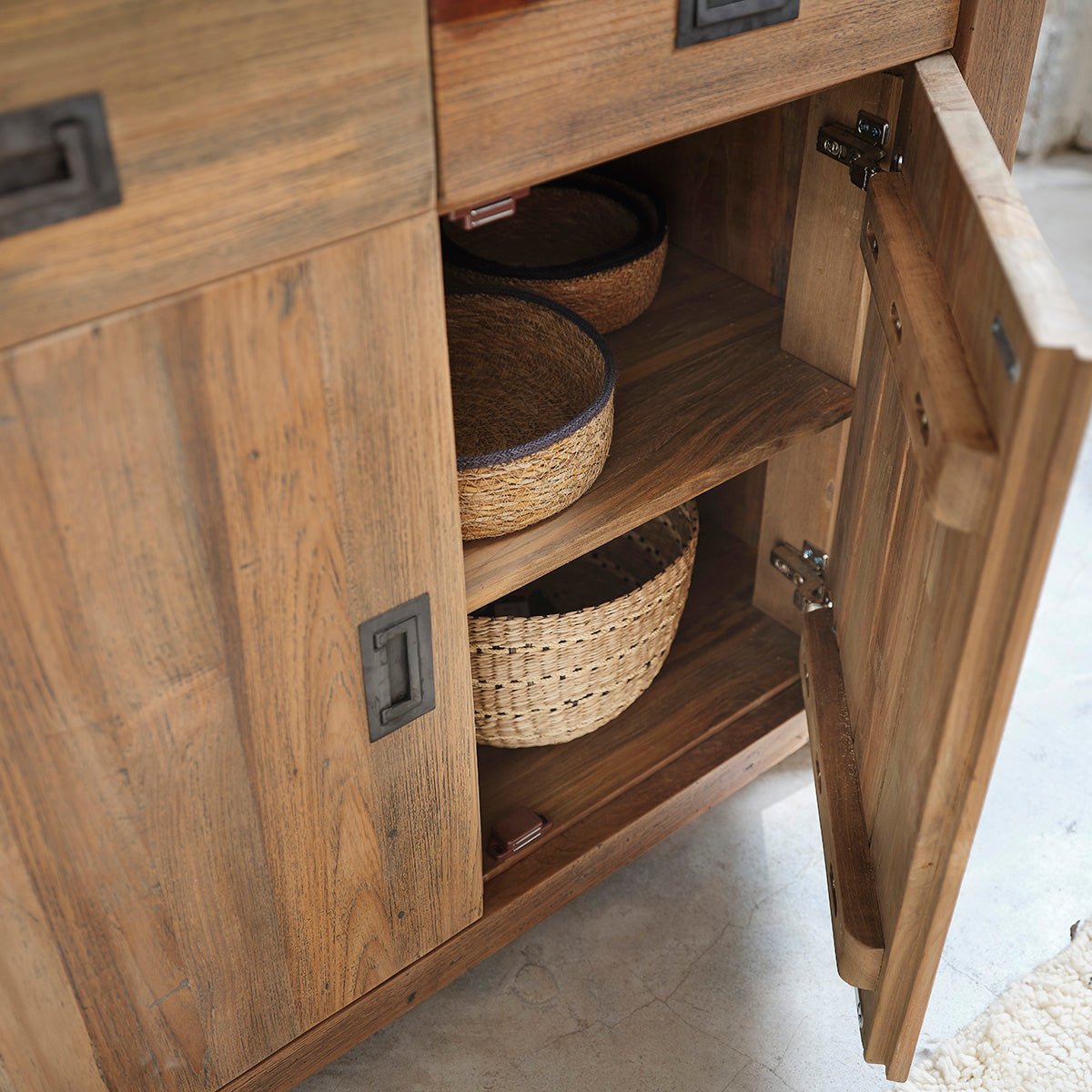 Buffet en bois de teck recyclé 100 cm  CARGO naturel, BERAH GETAH