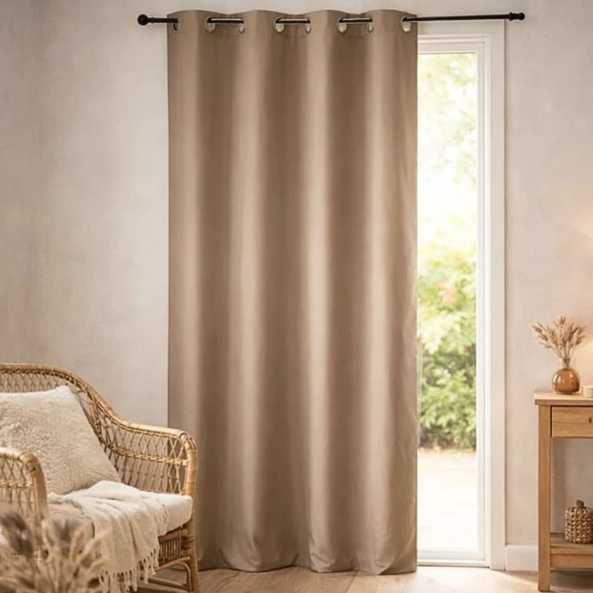 Rideau d'Ameublement en Bachette unie taupe, HOME MAISON