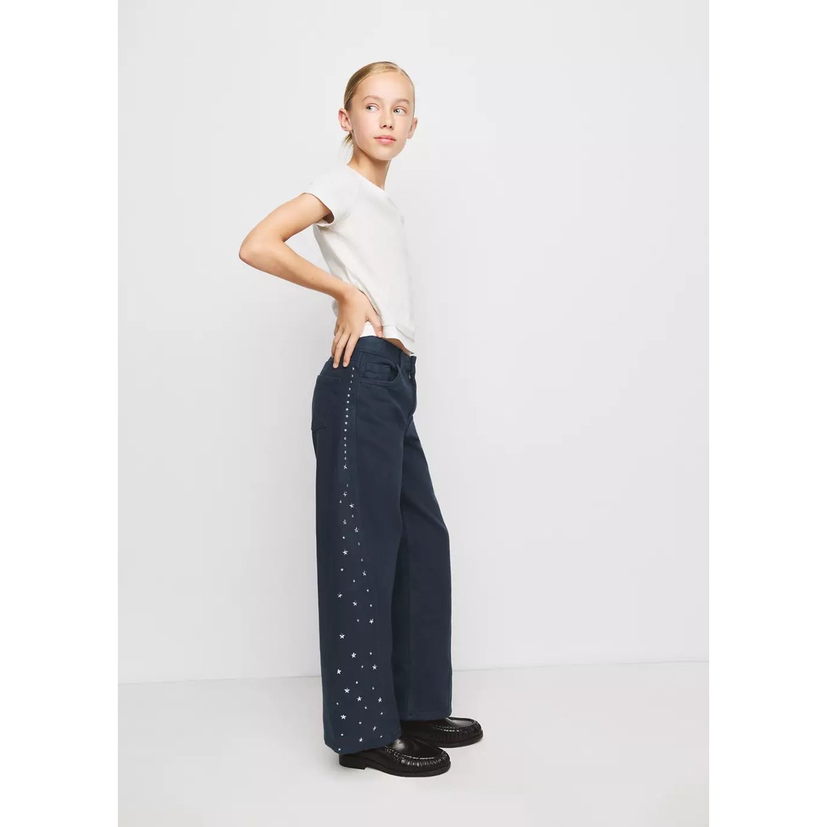 Jean style jupe-culotte strass bleu marine, MANGO KIDS