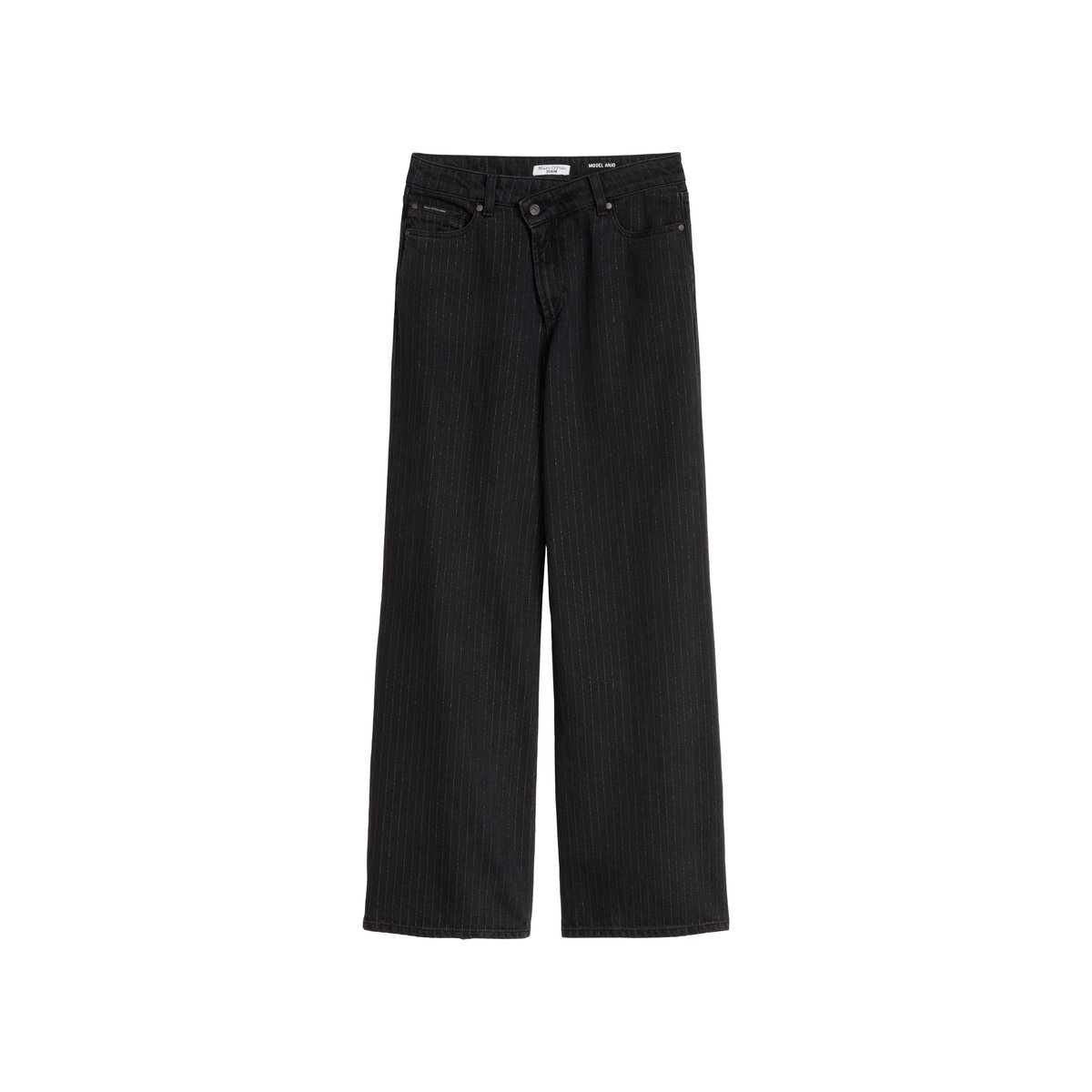 Jean à fines rayures, modèle Anjo wide en coton bio extensible gris, MARC O’POLO DENIM