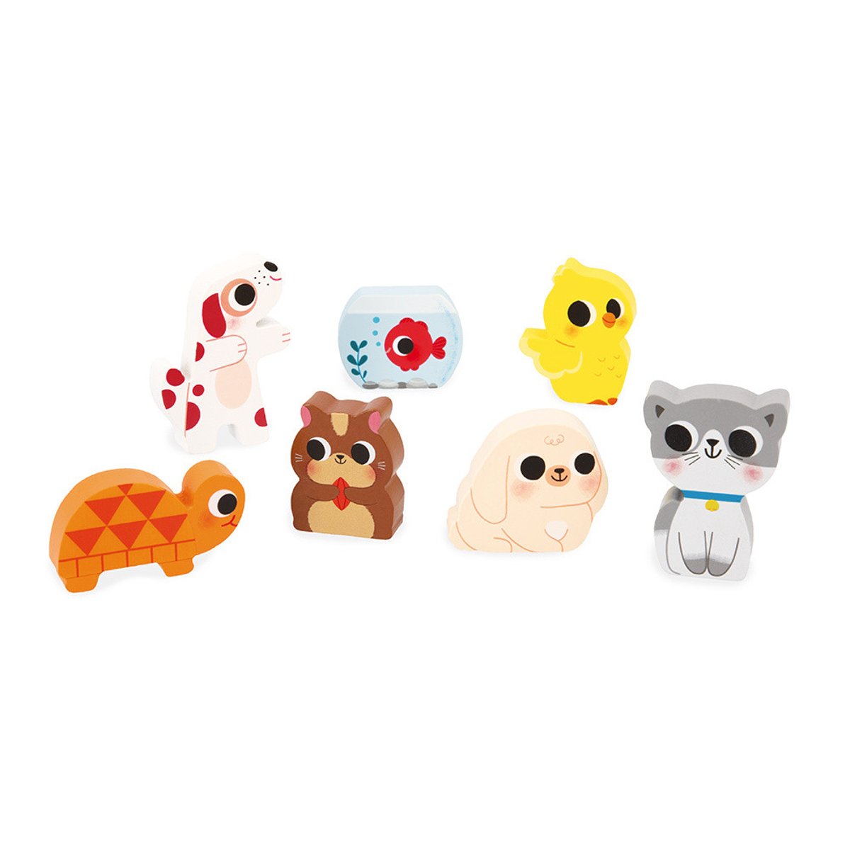 Puzzle En Bois Les Animaux Familiers couleur unique, JANOD