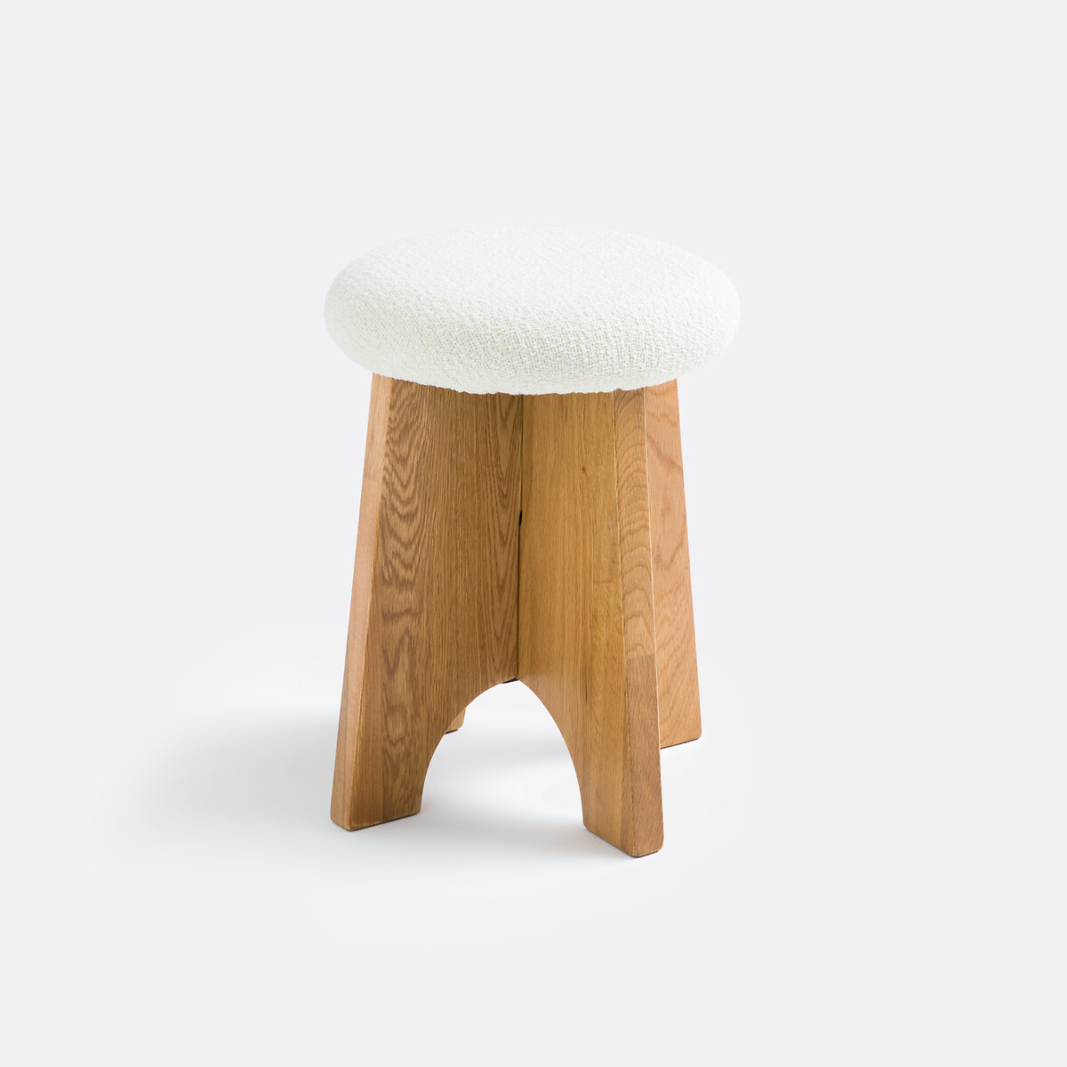 Tabouret rembourré pied chêne massif, Seguino ecru, LA REDOUTE INTERIEURS