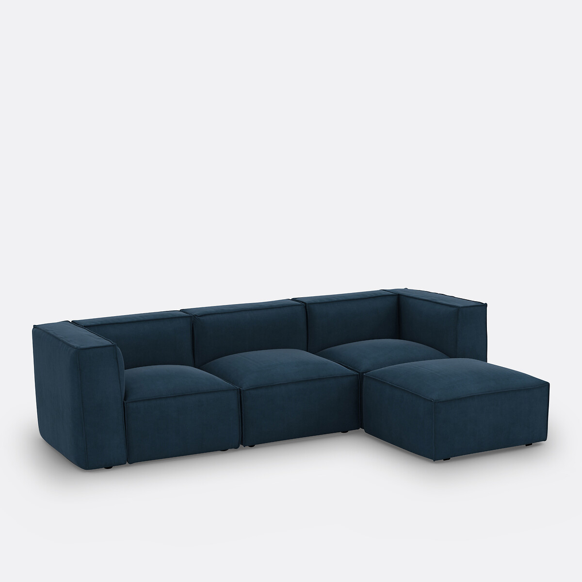 Pouf modulable en velours côtelé fines côtes, SEVEN bleu, LA REDOUTE INTERIEURS