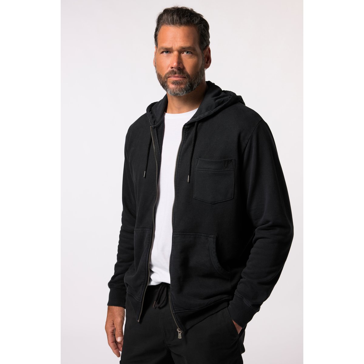 Gilet à capuche en molleton, style vintage noir, JP1880