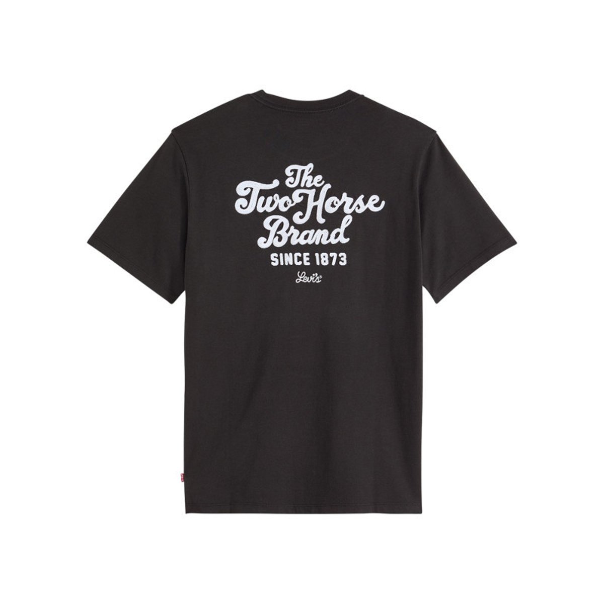 T-shirt en coton noir imprimé avec une coupe droite et un col rond noir, LEVI'S