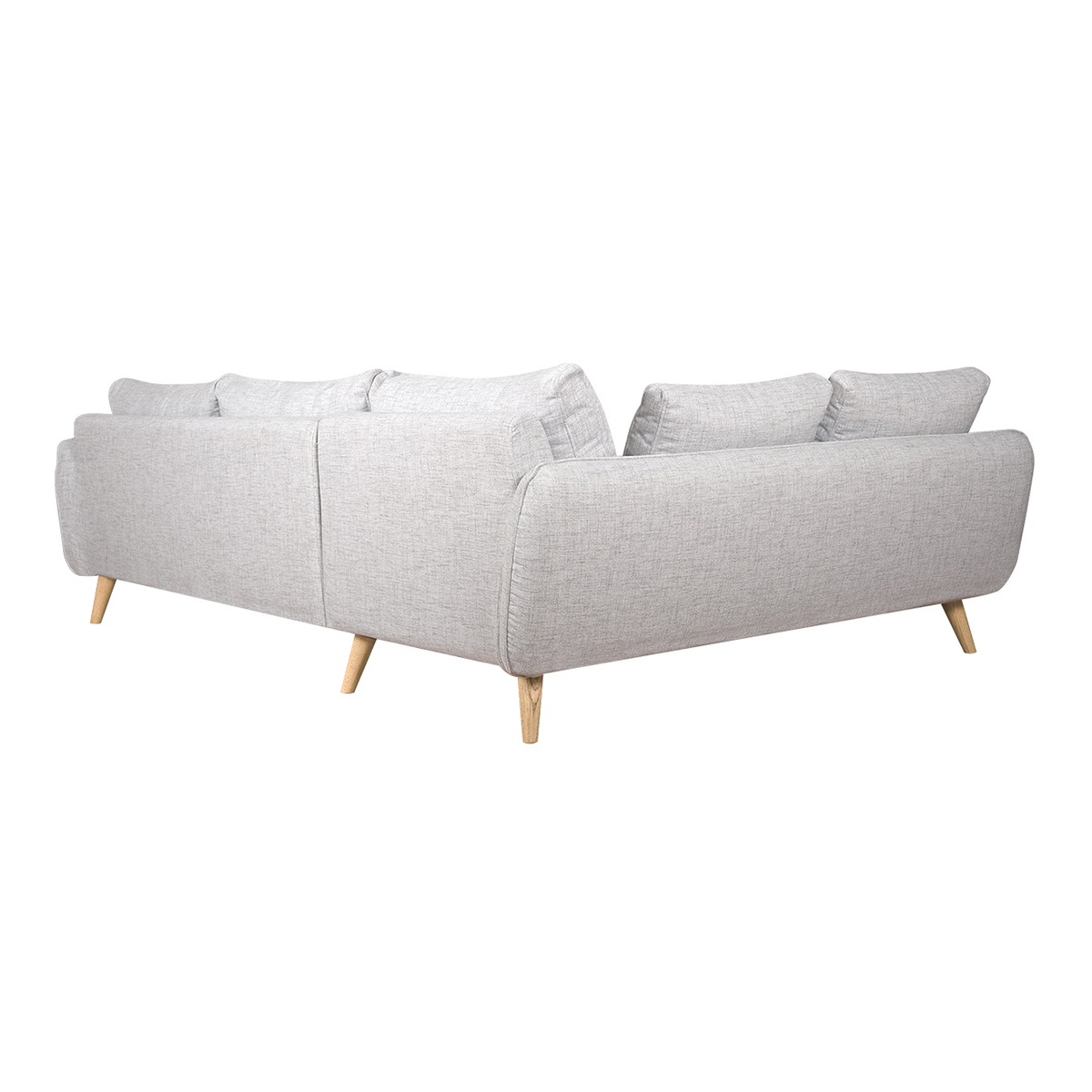 Canapé d'angle gauche scandinave 5 places en tissu gris clair chiné et bois clair CREEP gris clair, MILIBOO