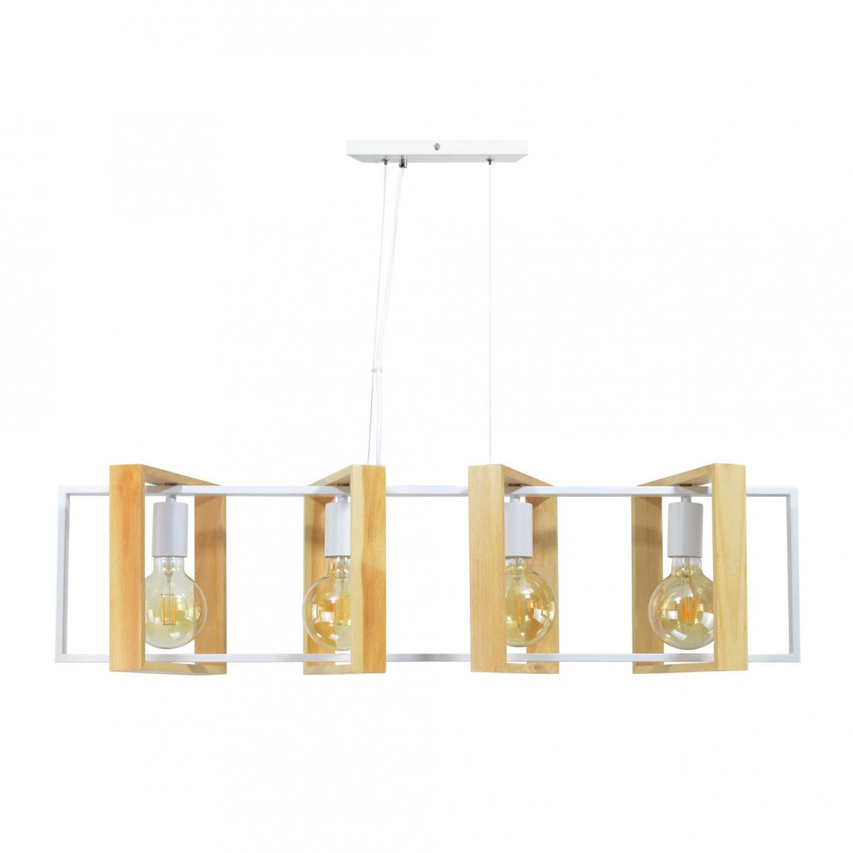 Suspension en bois d'hévéa et métal, WOOLI blanc, C-CREATION