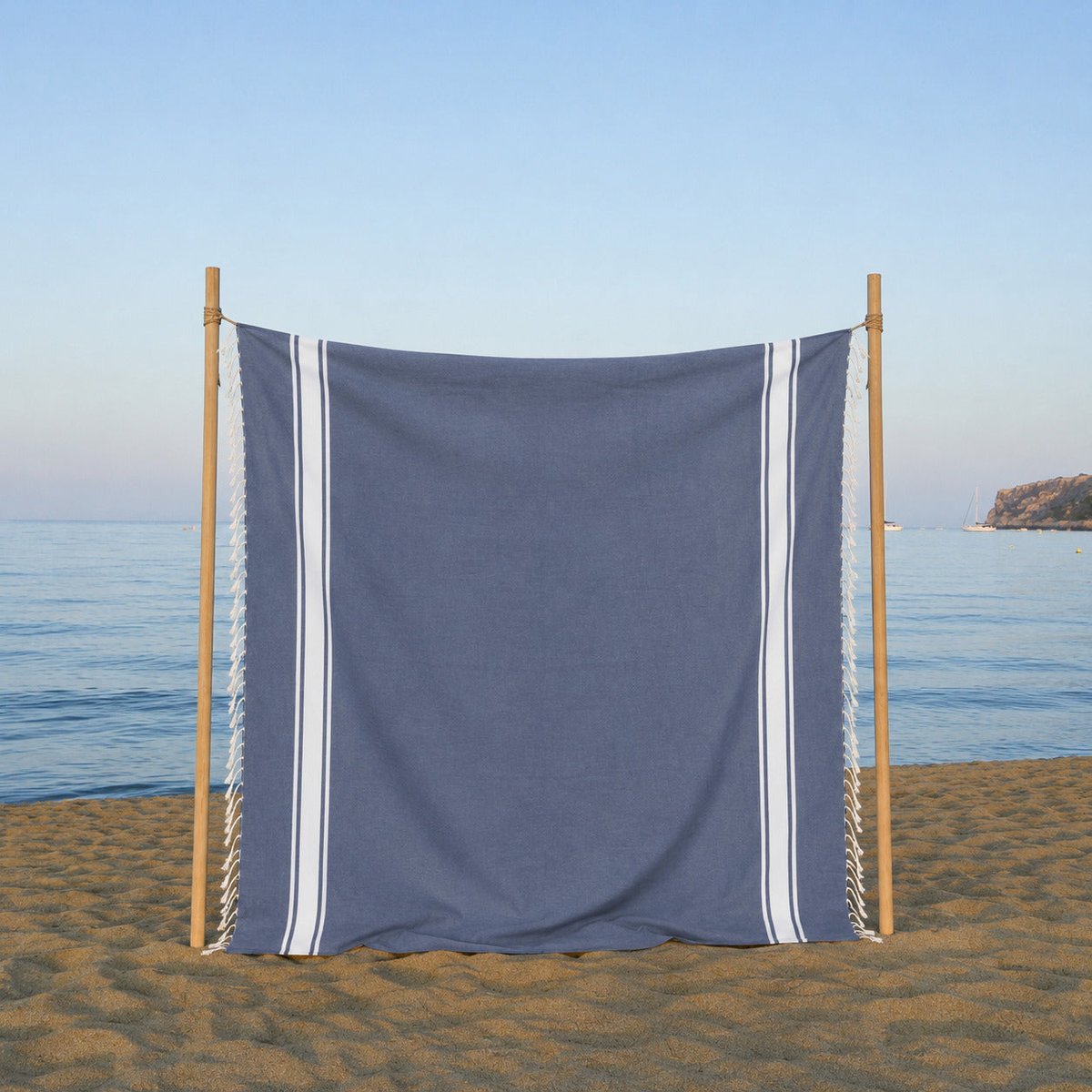 Lot de 2 foutas XXL coton ST TROPEZ bleu jean, FEBRONIE