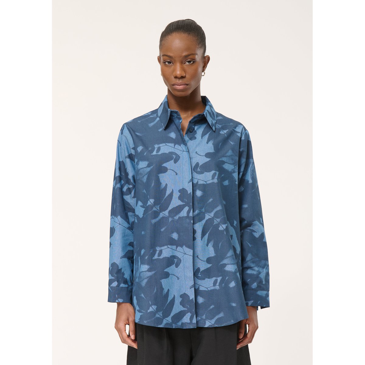Chemise oversize imprimée navy/denim, HUMILITY