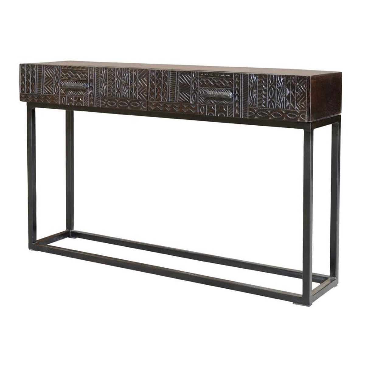 Console 2 tiroirs - UDÉLIE marron, DECORATION D’AUTREFOIS