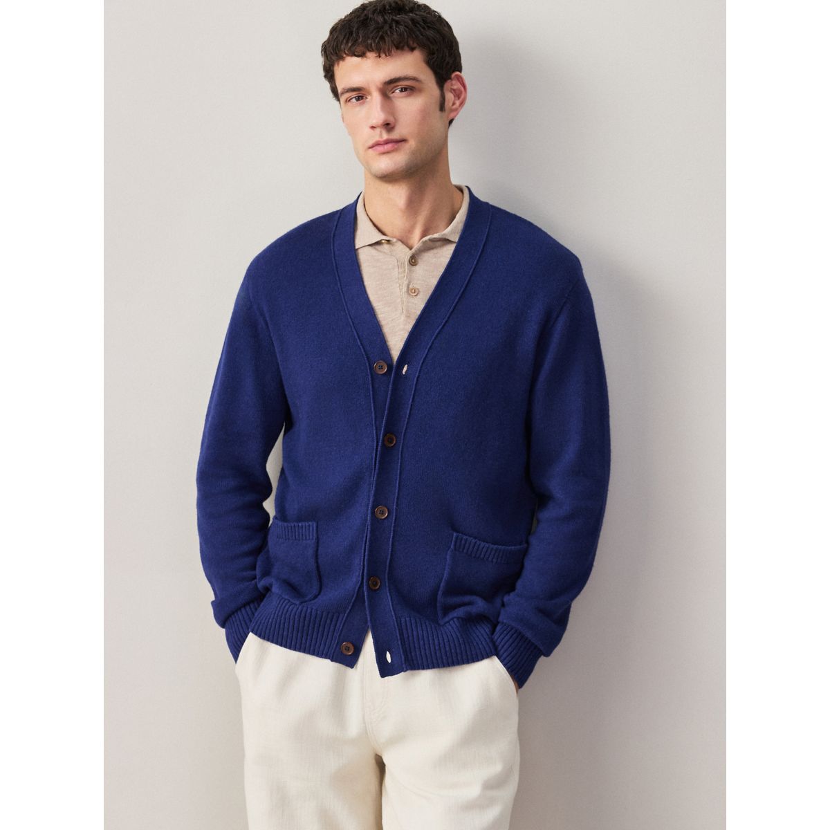 Cardigan décontracté en lin majoritaire bleu marine, NEXT