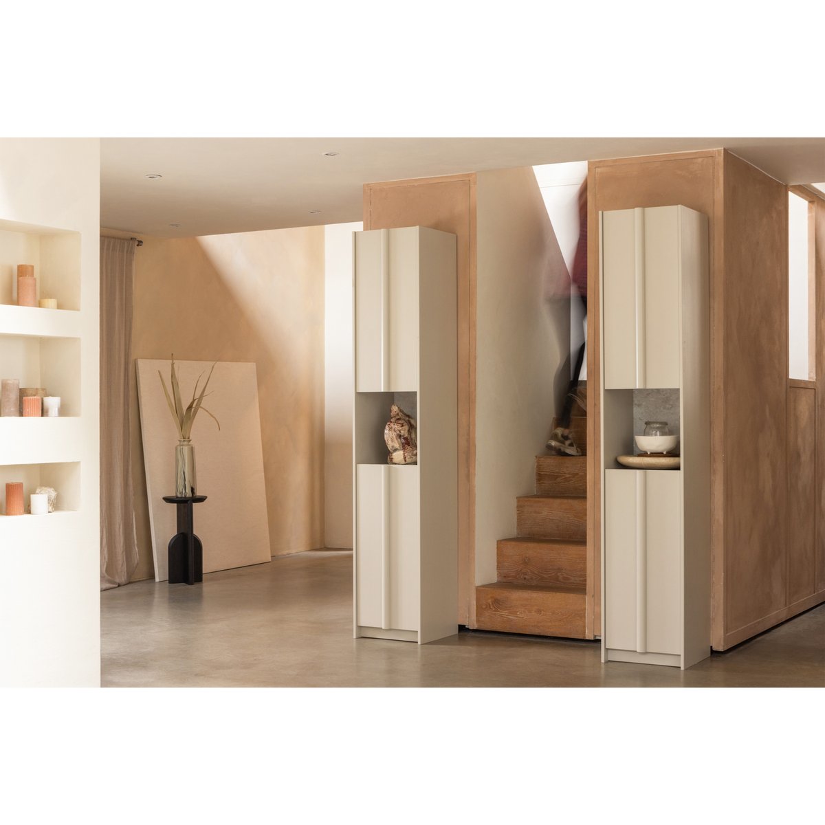 Armoire 1 porte en pin BASU brume, WOOOD