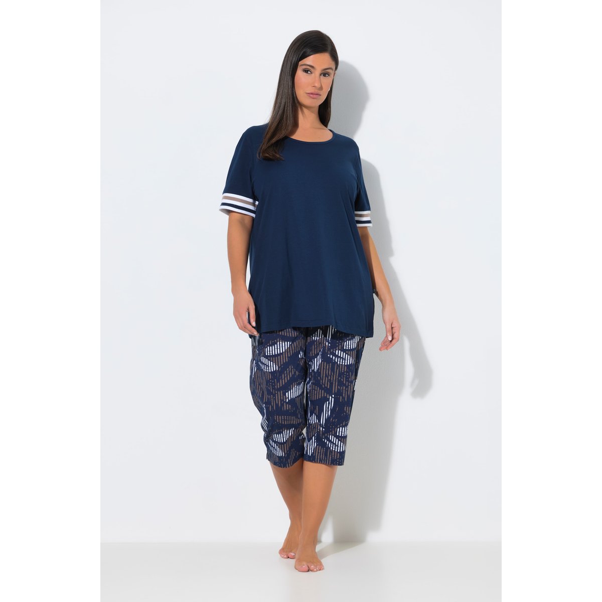 Pyjama, col rond, manches courtes bleu nuit, ULLA POPKEN