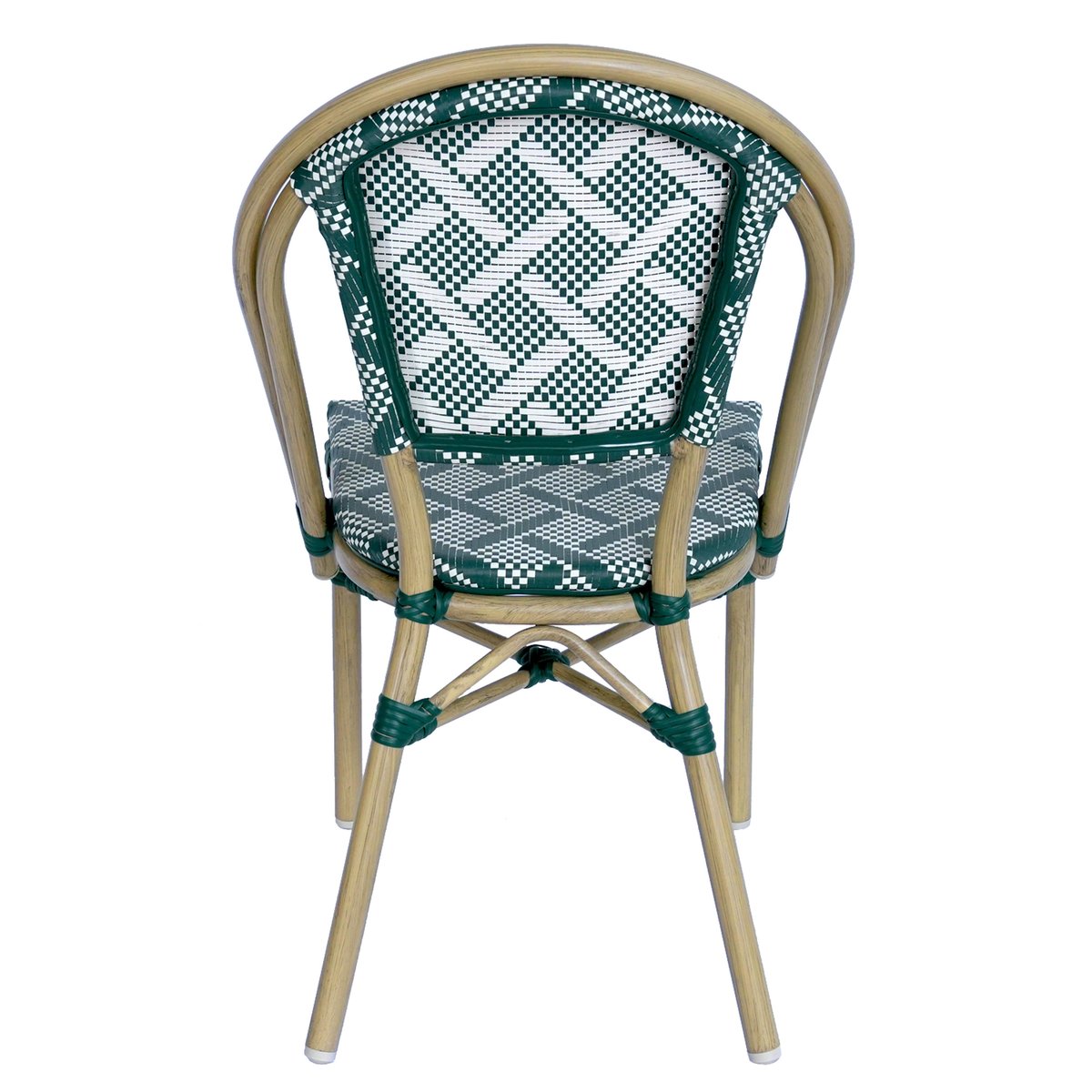 Chaise de terrasse style bistrot parisien en aluminium et rotin synthétique, CONCORDE vert, OVIALA