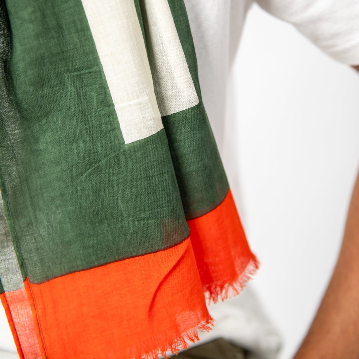 Foulard en coton biologique vert, orange et blanc, BILLYBELT
