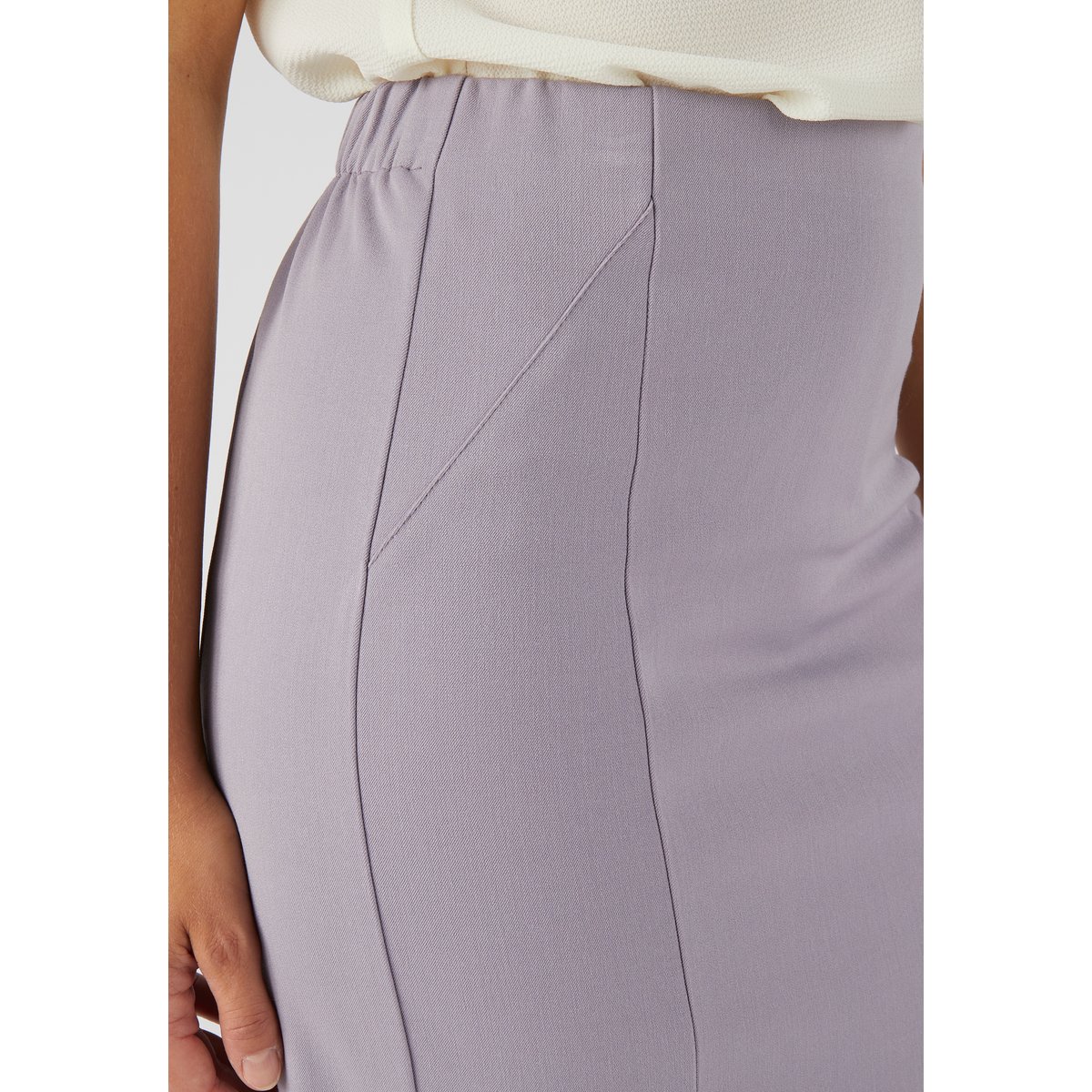 Jupe droite stretch marron taupe, DAMART