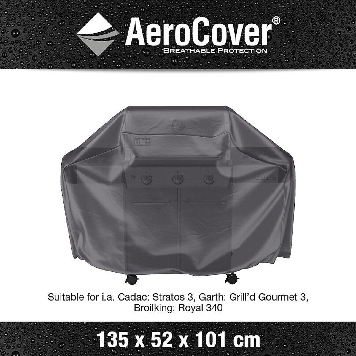 Garden Gas Barbecue Cover 135x52x101cm grey, AEROCOVER
