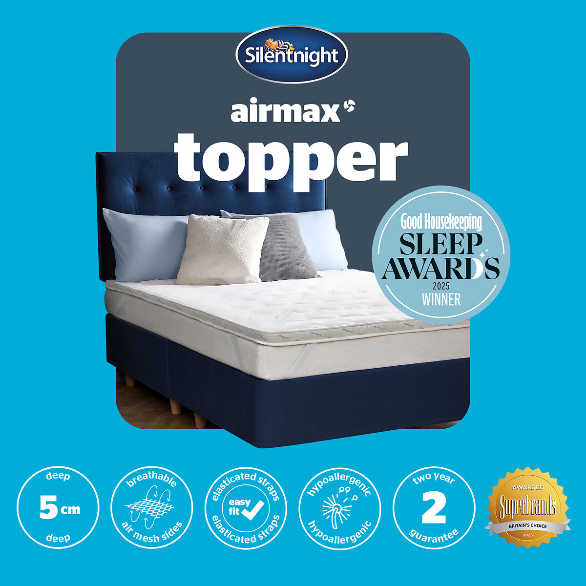 Airmax 500 Mattress Topper white, SILENTNIGHT