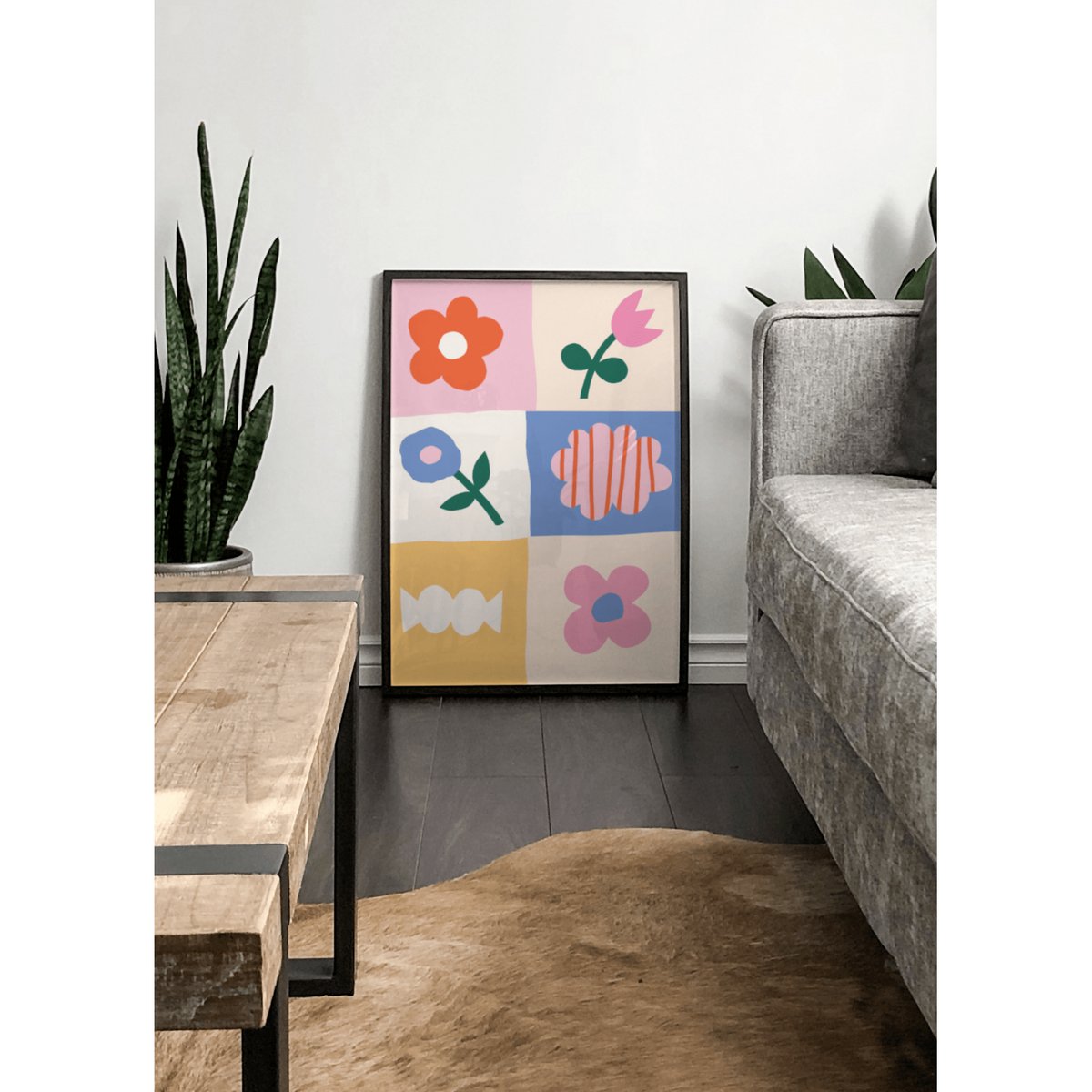 Affiche Abstract flowers blanc, L'AFFICHERIE