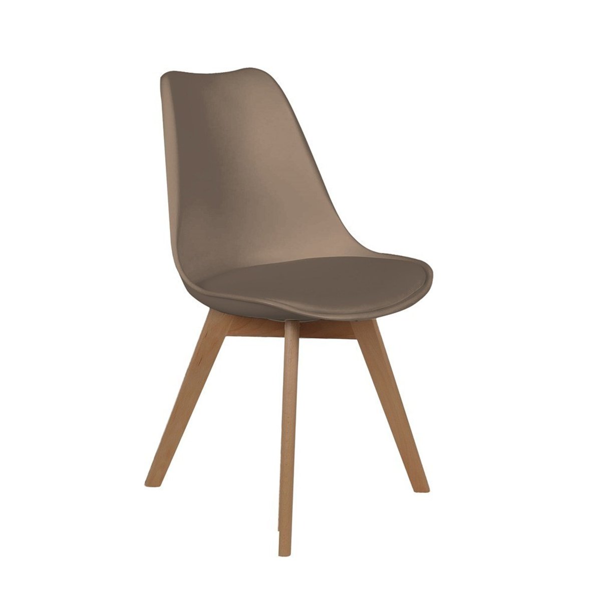 Chaise Scandinave Coque Avec Coussin Taupe blanc, DECORATIE