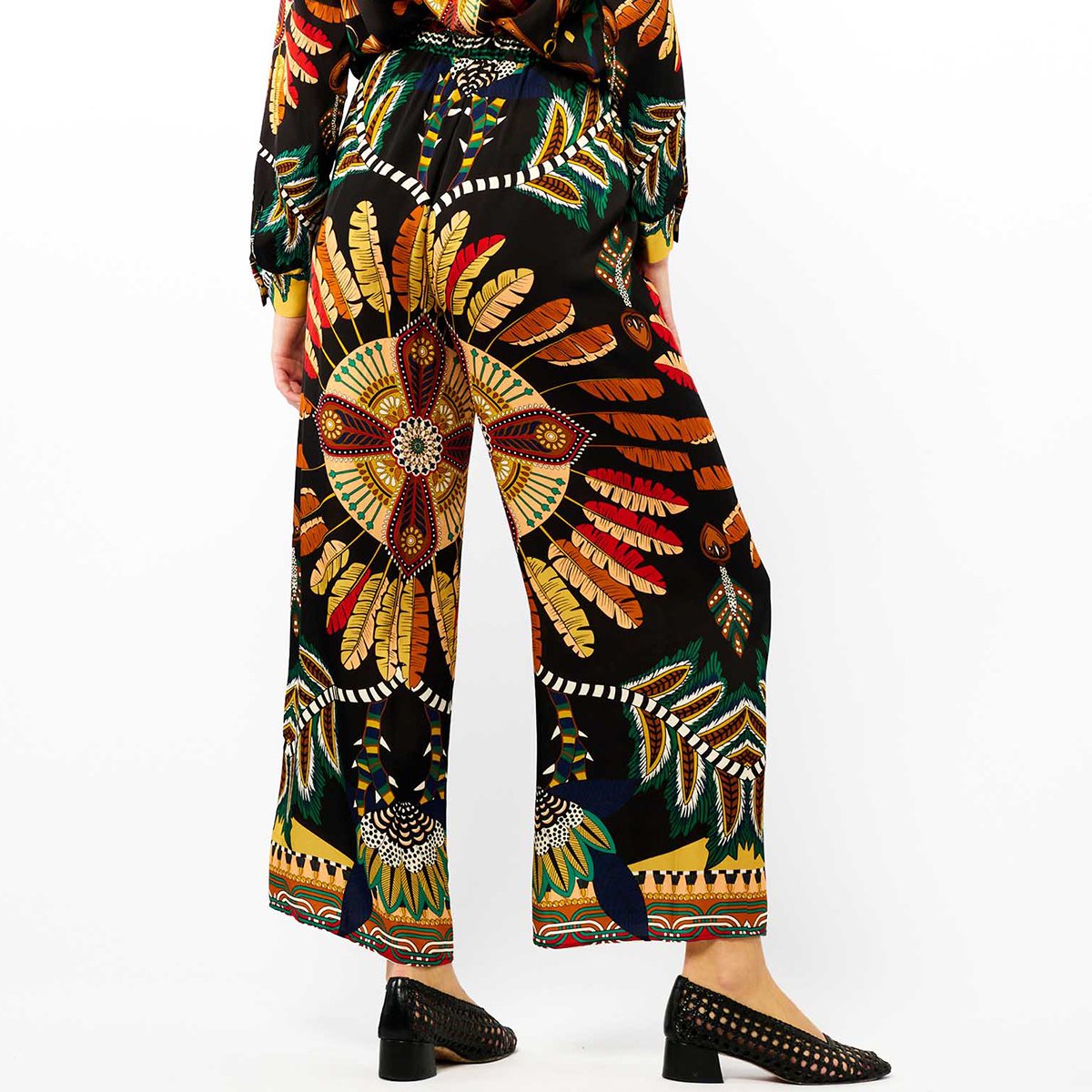 Pantalon droit imprimé ATHENA noir, WILD
