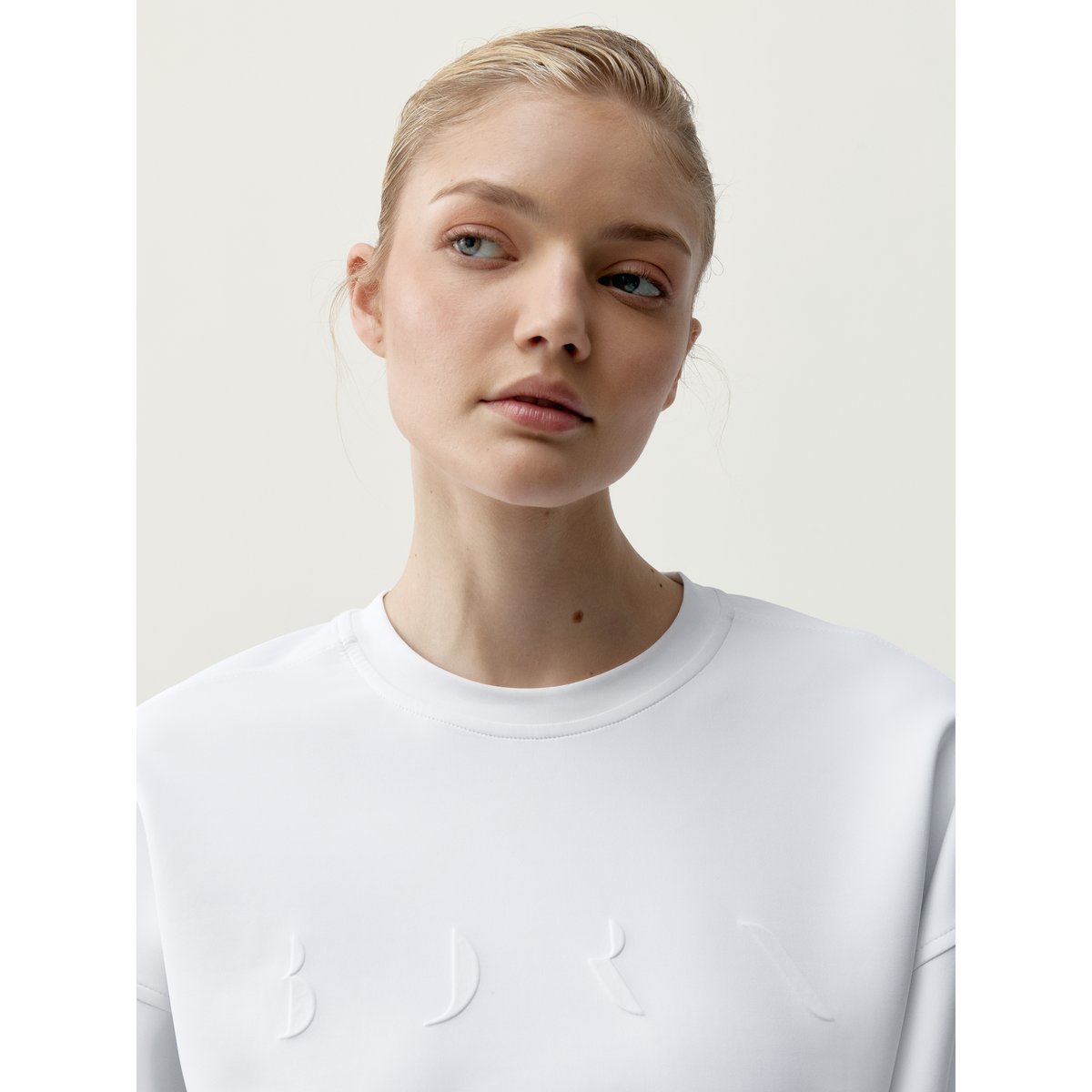 Sweat de sport femme Flora Toucher doux blanc cassé, BORN