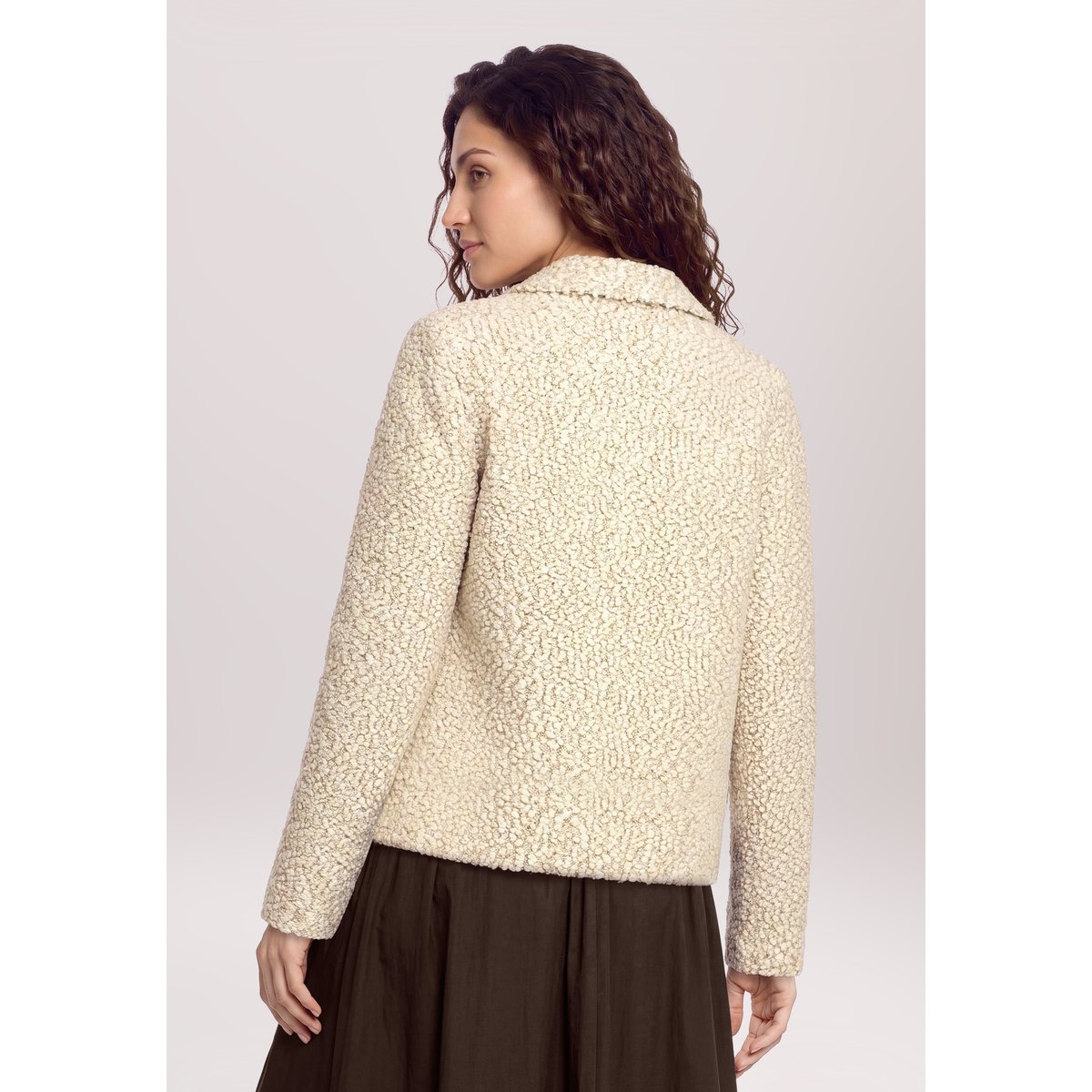 Cardigan en maille à col beige, CARTOON