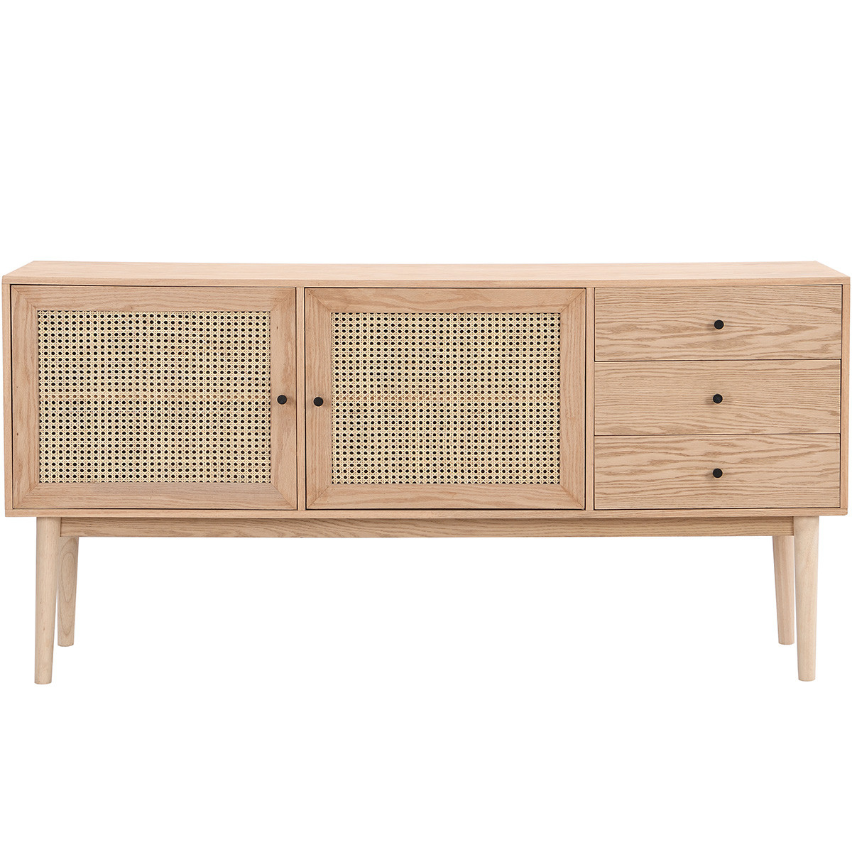 Buffet 2 portes 3 tiroirs en cannage et bois - EDEN naturel, HOMIFAB