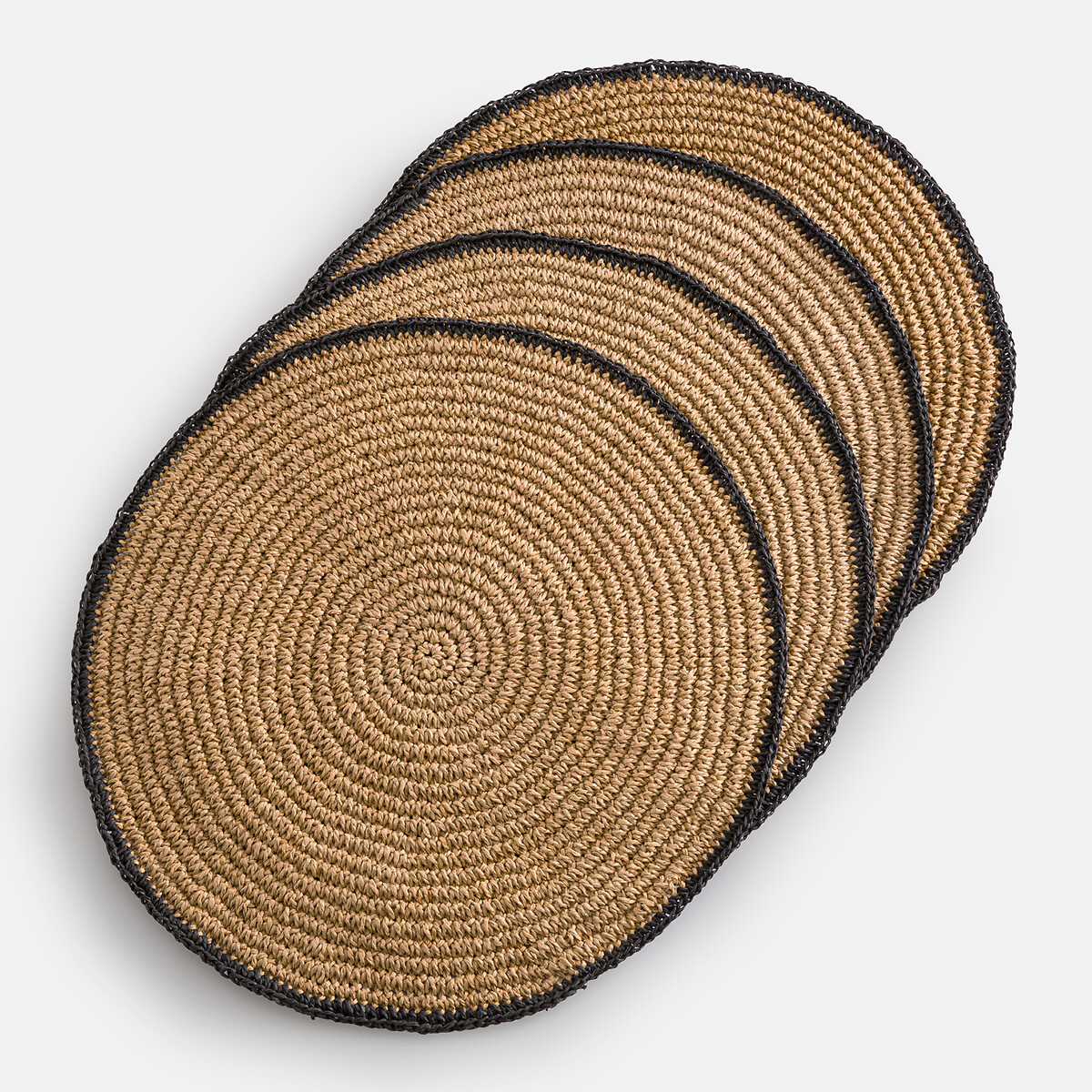Lot de 4 sets de table en papier, Solia naturel/noir, LA REDOUTE INTERIEURS