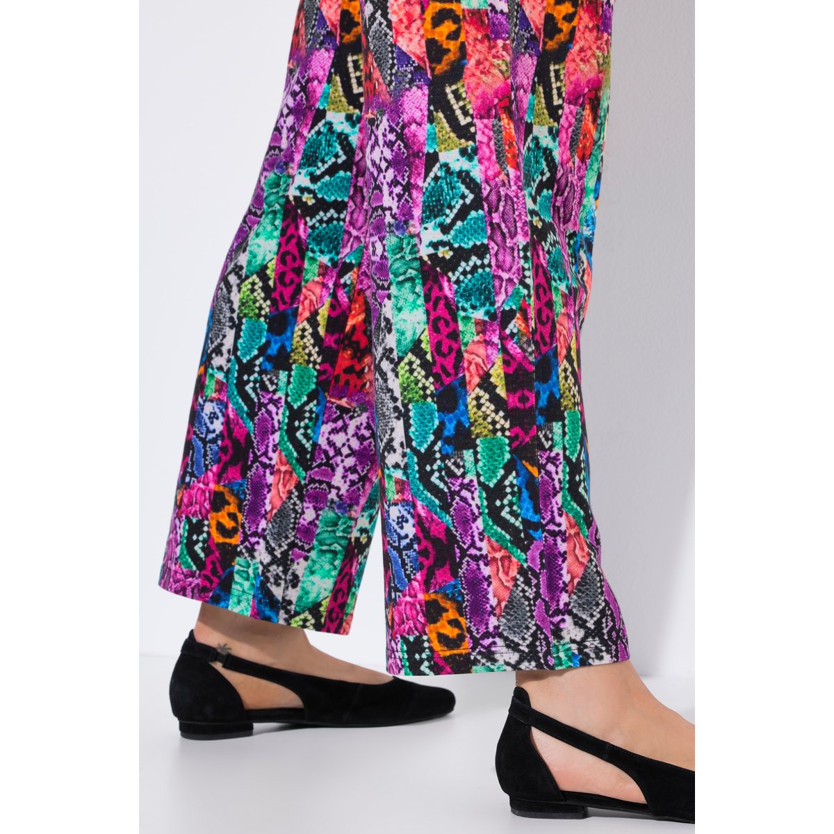Pantalon en jersey, motif peau de serpent noir, ULLA POPKEN
