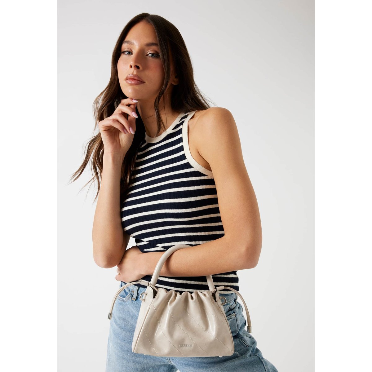 Mini Sac À Main Amys beige, GUESS