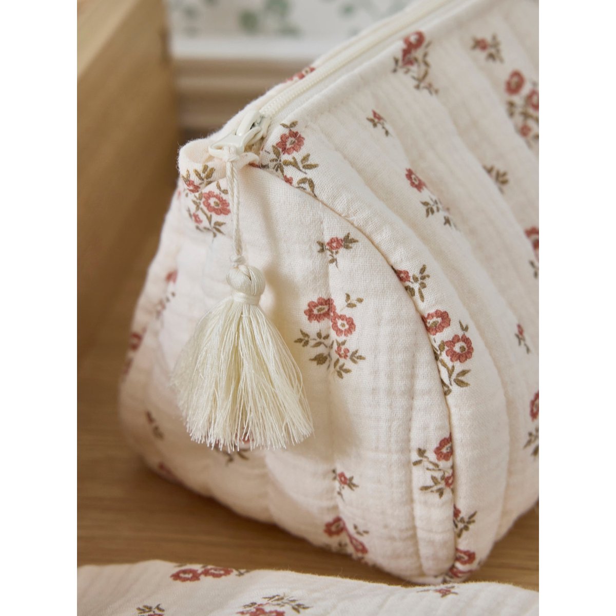 Trousse de toilette en gaze de coton imprimé bianca, CYRILLUS