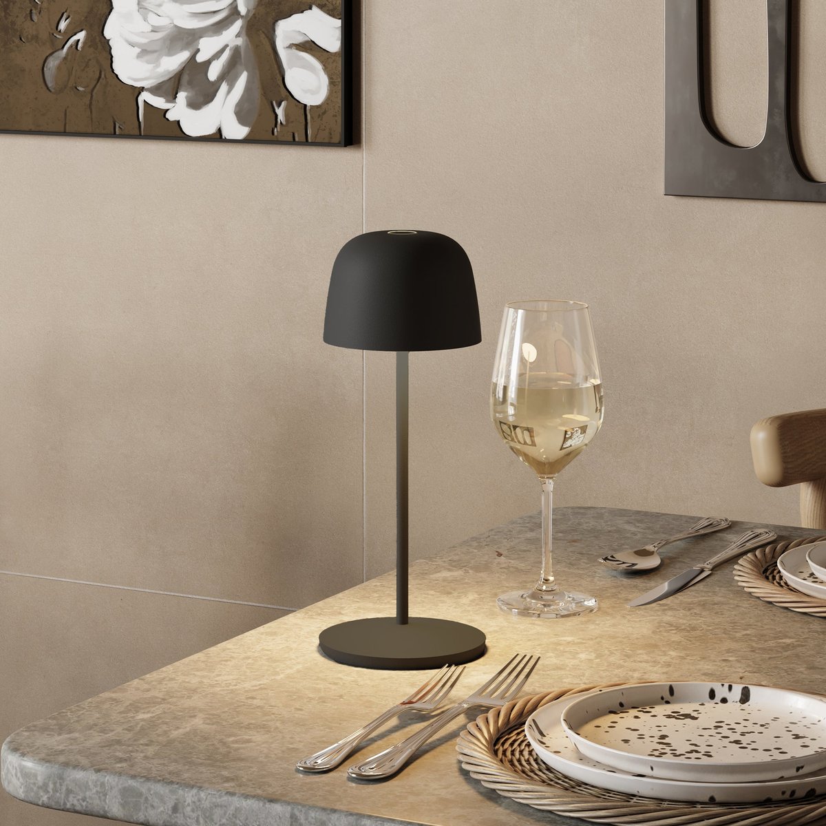 Lot de 6 Lampes de table avec socle 6x SOPHIA gris anthracite, LUMISKY