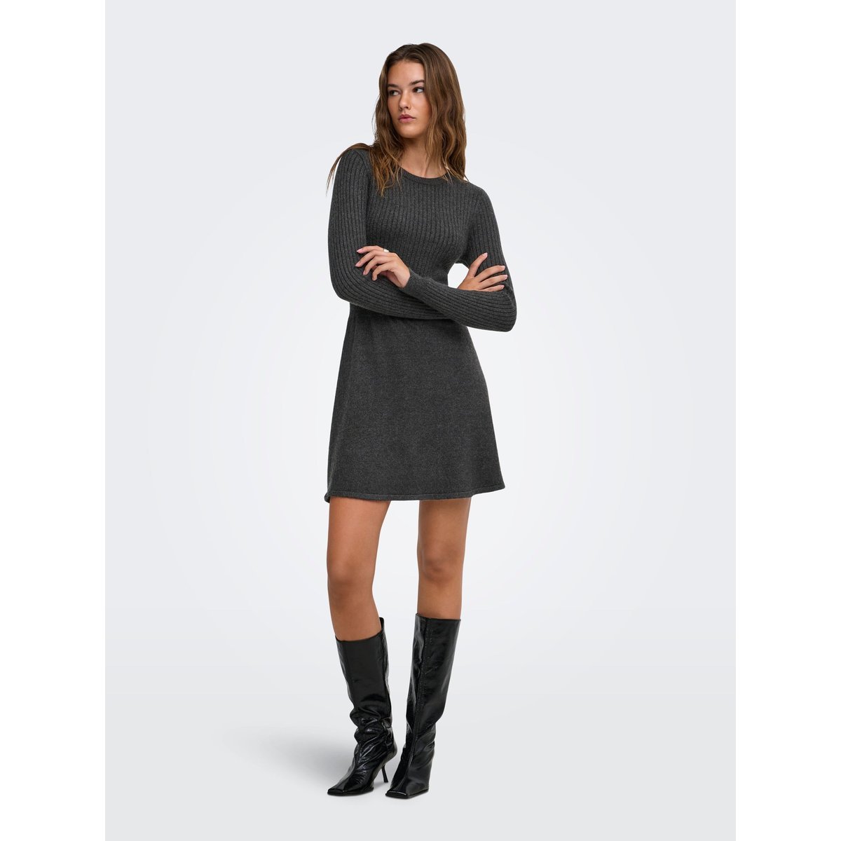 Robe En Maille dark grey melange, ONLY