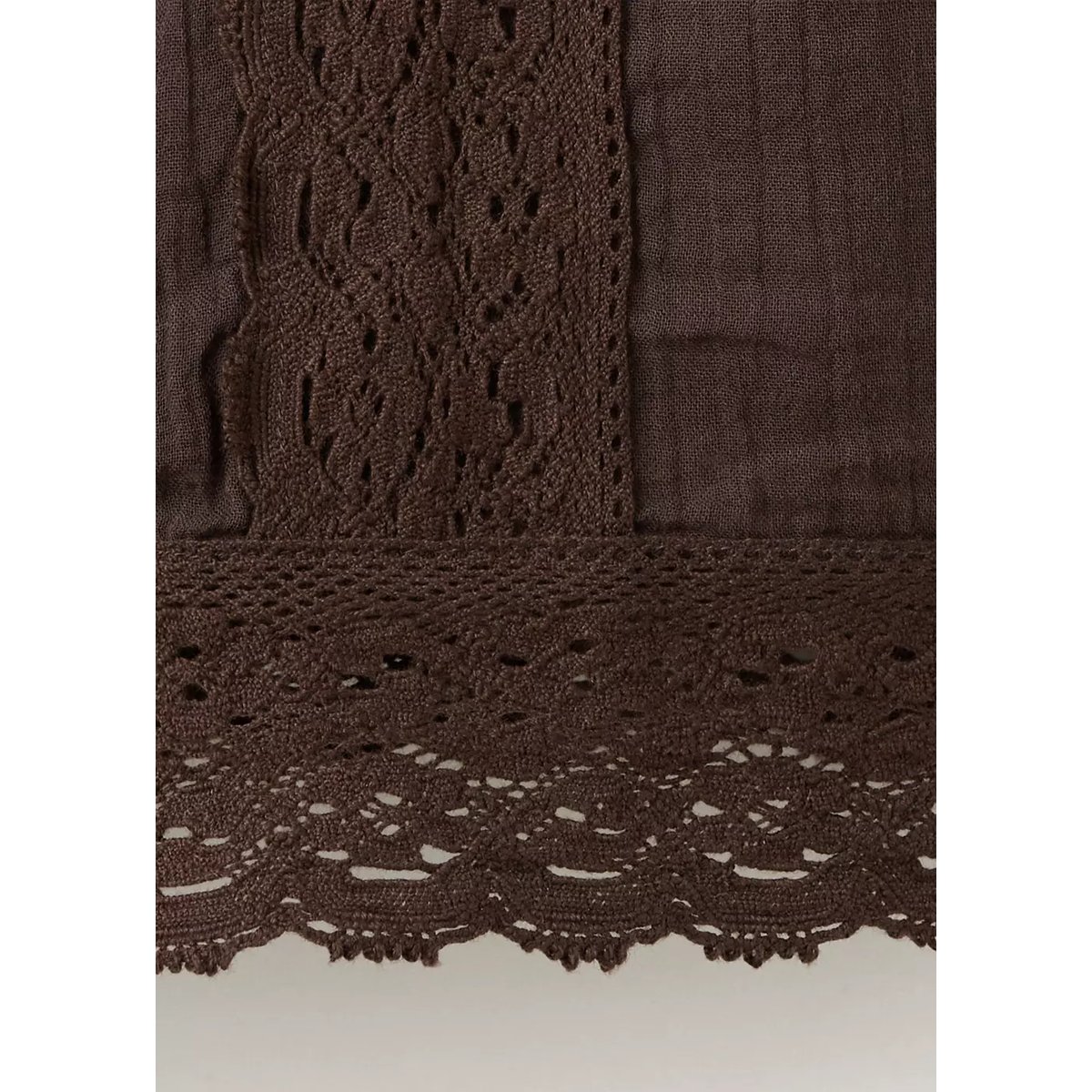 Blouse en coton et dentelle marron, MANGO
