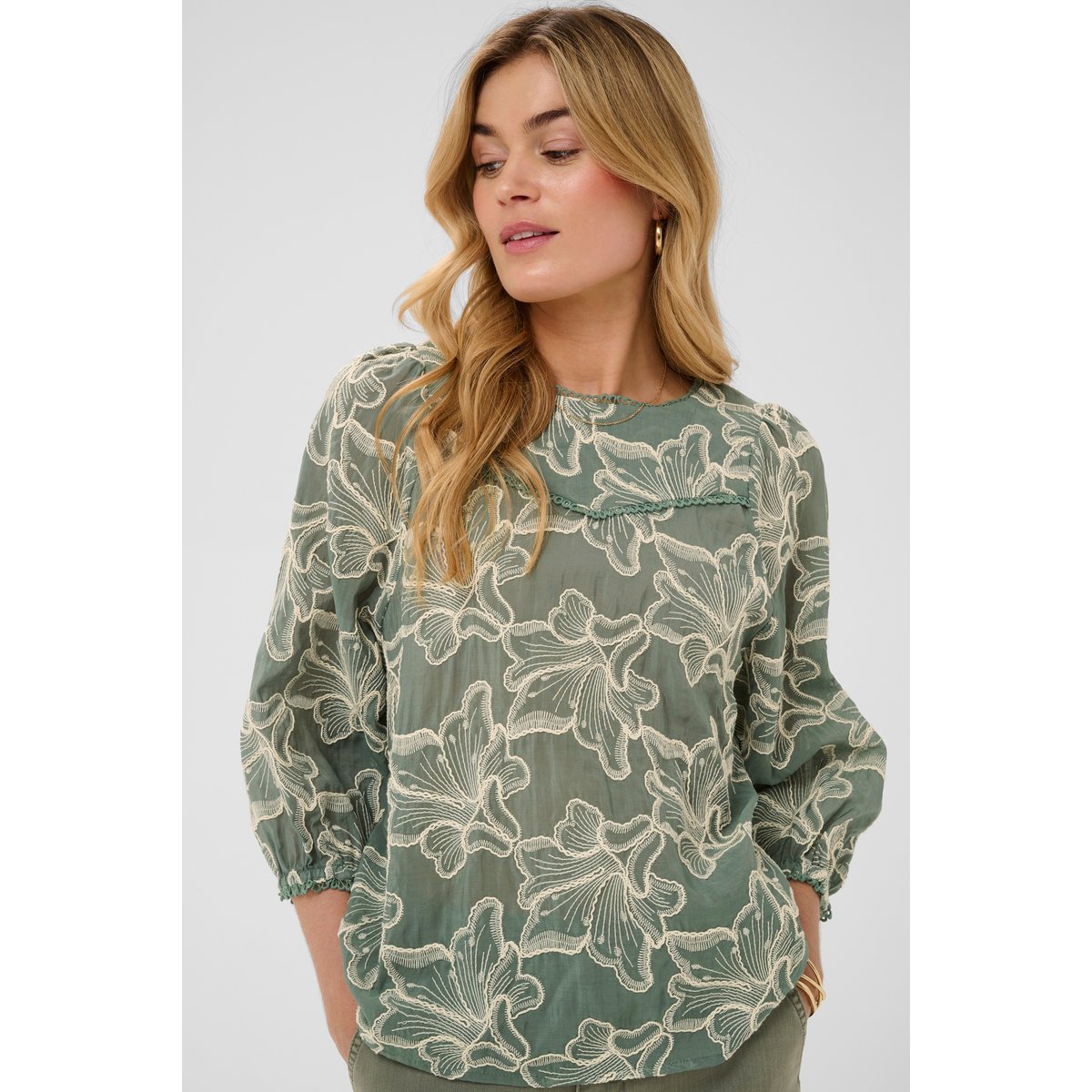 Blouse à manches longues vert mulled basil, CREAM