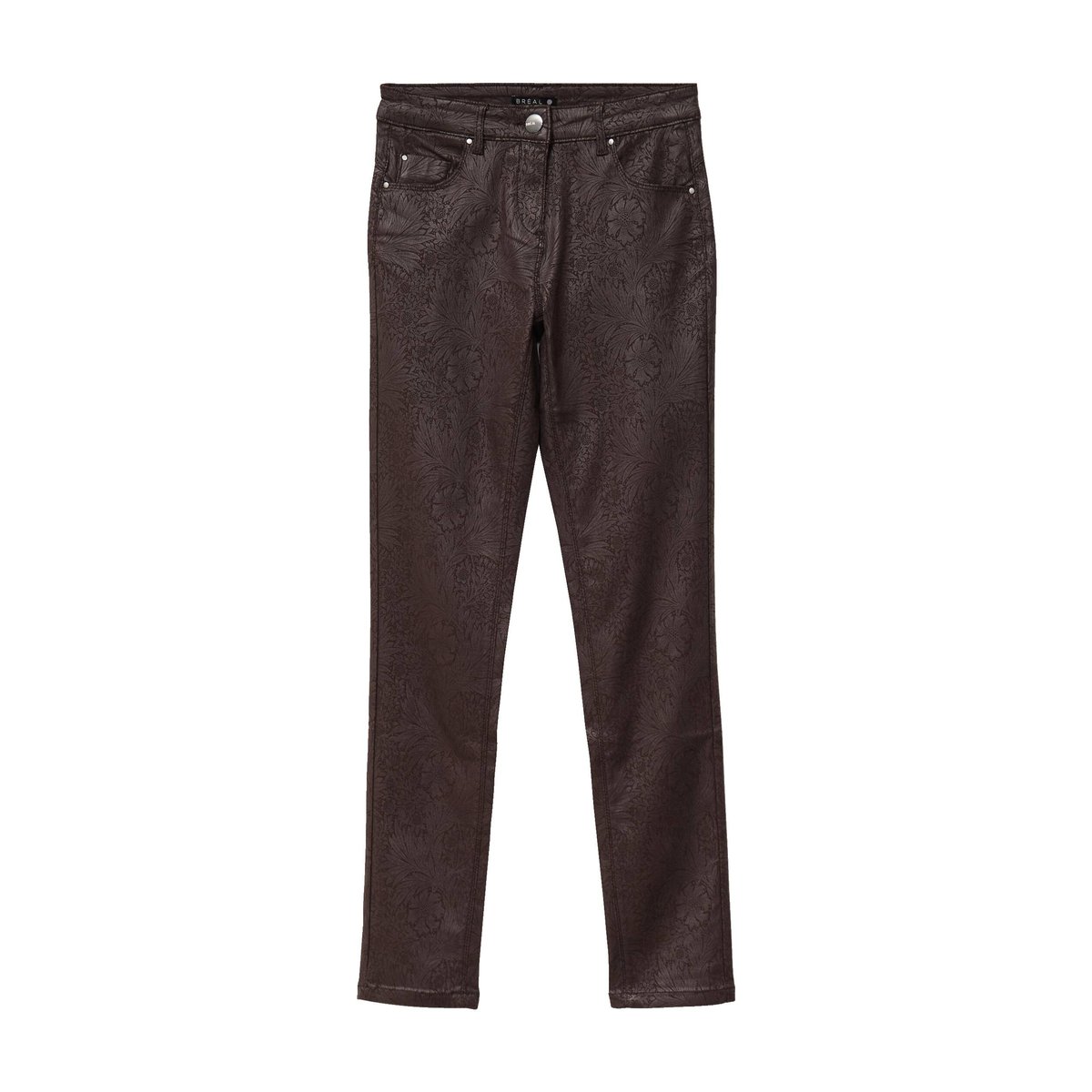 Pantalon coupe ajustée enduit marron, BREAL