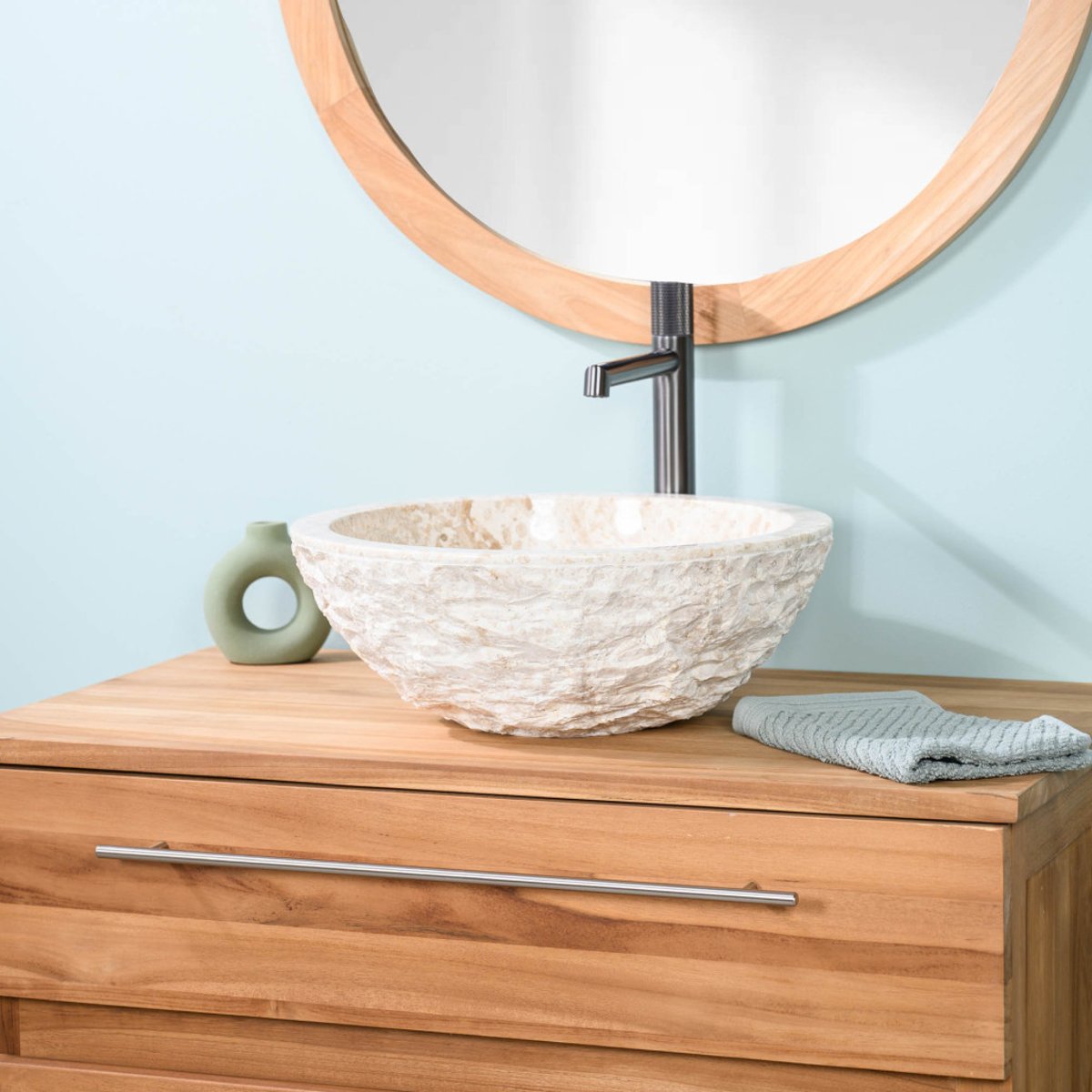 Vasque à poser en marbre ronde 40cm ROME crème, WANDA COLLECTION