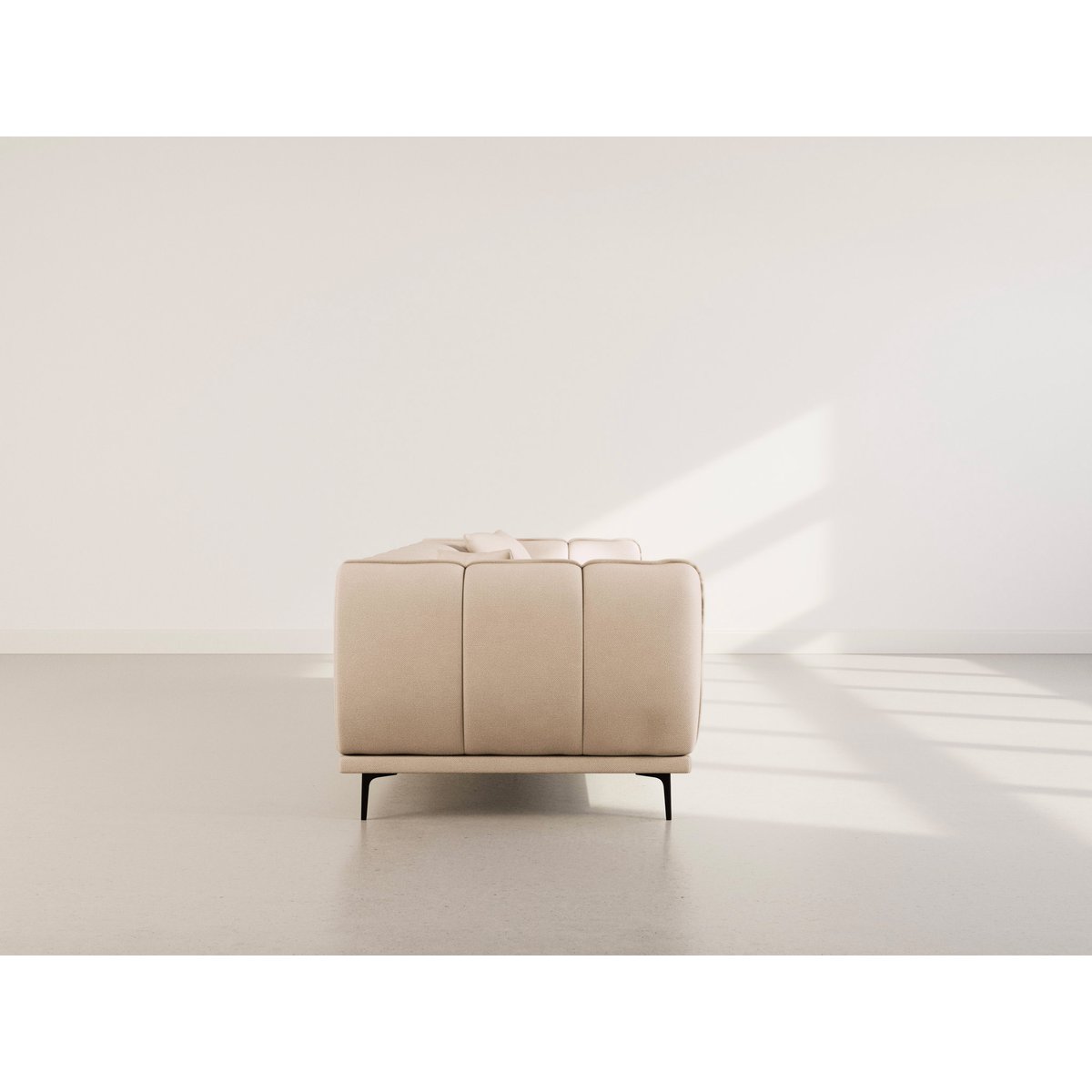 Canapé droit en velours texturé, ARSENE beige, LISA DESIGN
