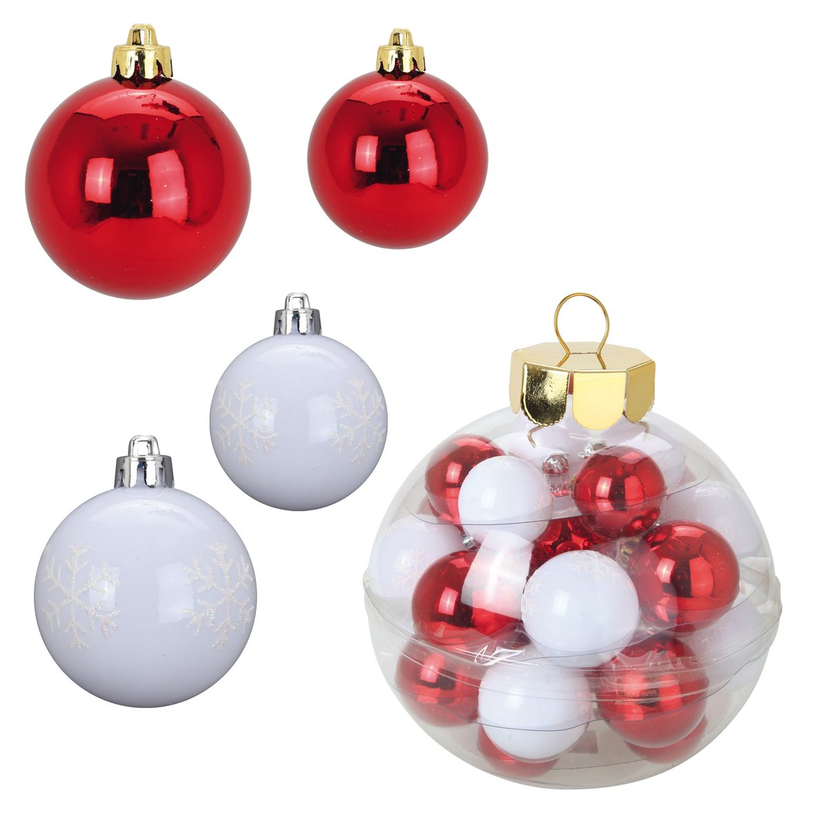 Kit de 27 boules de Noël – Rouge et Blanc rouge, EDEN