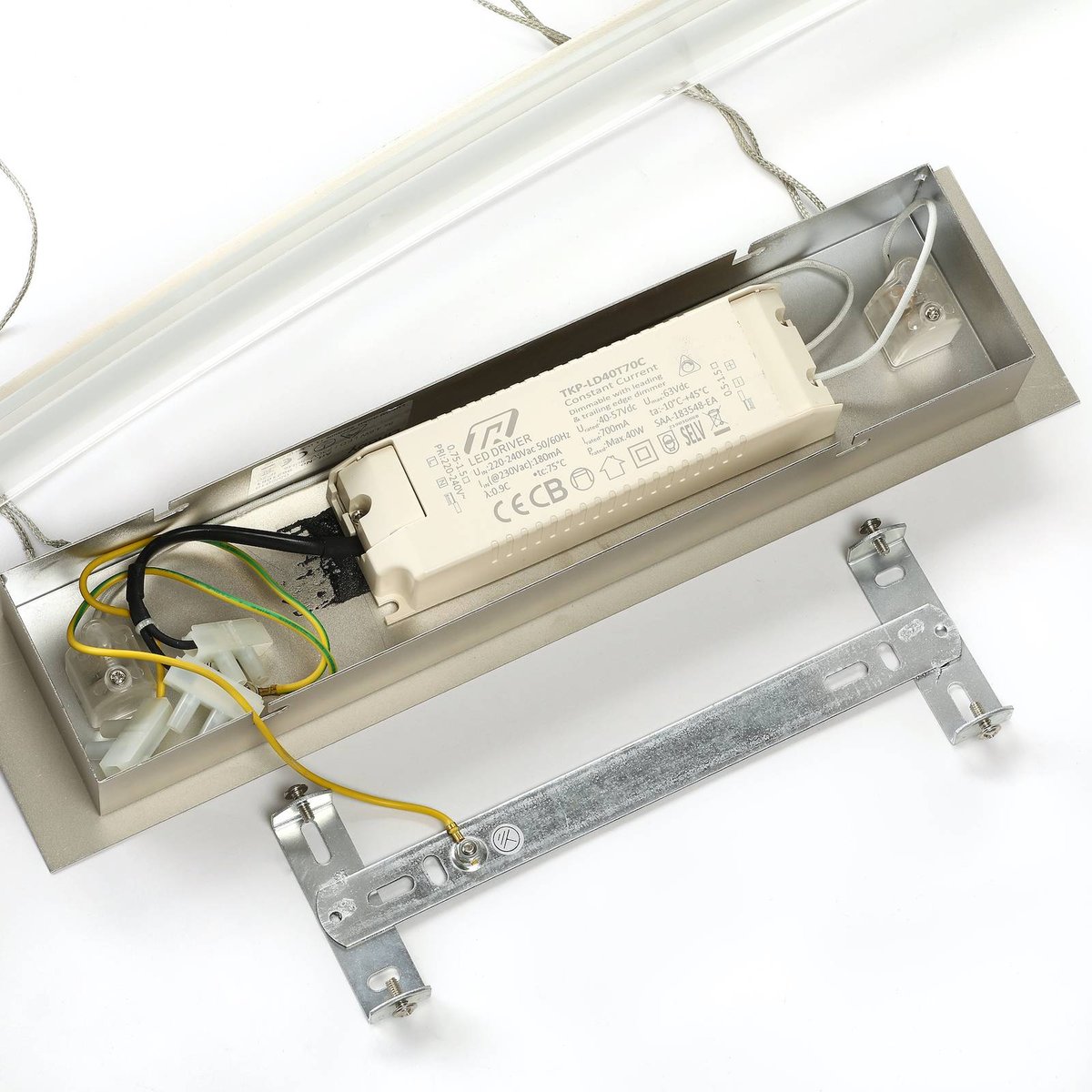 Suspension en verre moderneLED, Manon frosté, nickel mat, LINDBY