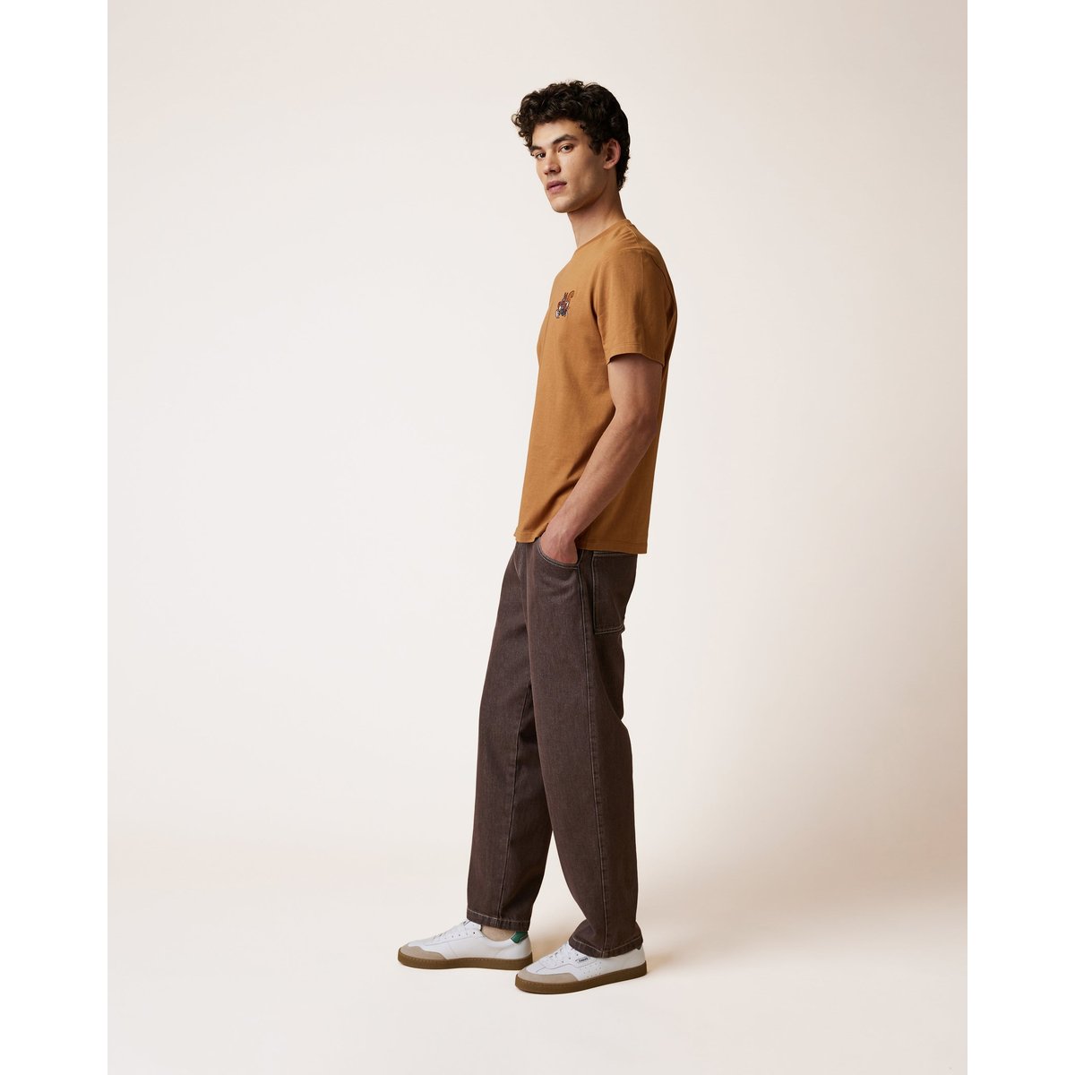 T-shirt en maille camel, FAGUO