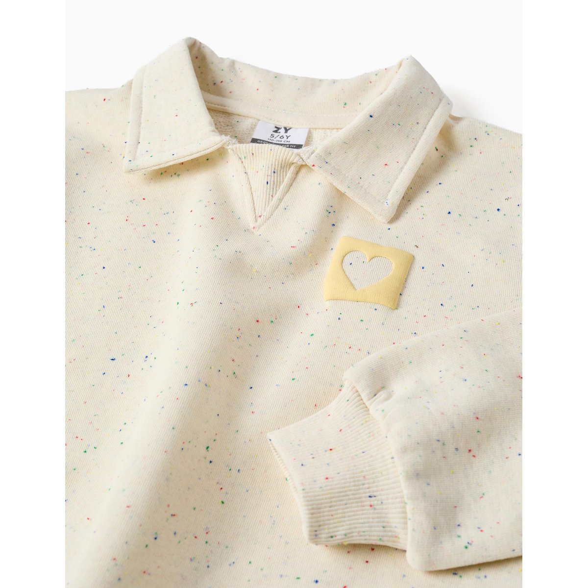 Sweat en coton avec imprimé cœur en relief blanc, ZIPPY