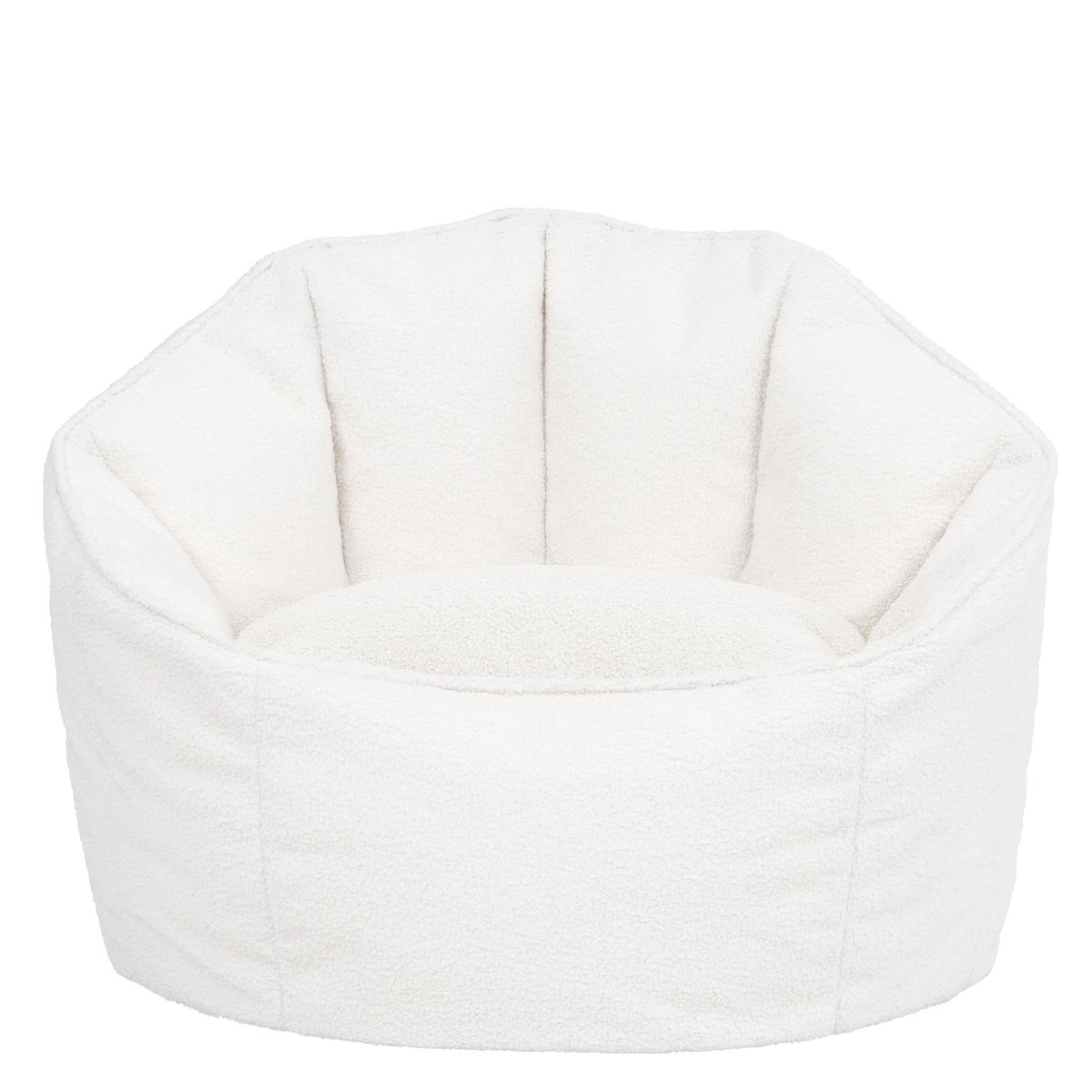 Pouf fauteuil coquillage en bouclette Oeko-Tex® - SIRENA ivoire, ICON