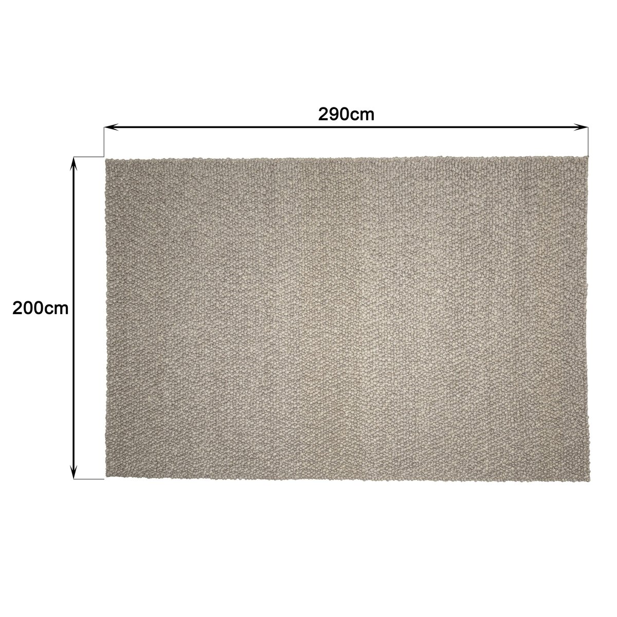 Tapis rectangulaire 200 x 290 cm laine bouclettes taupe taupe, PIER IMPORT