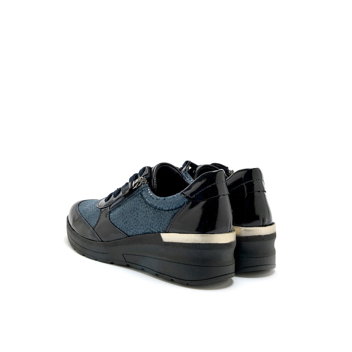 Derbies zippés avec lacets bleu, PEDICONFORT