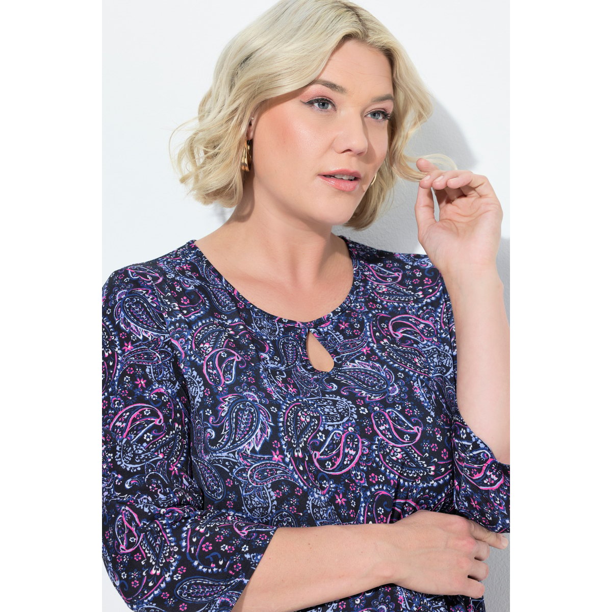 T-shirt à manches 3/4 et col rond noir, ULLA POPKEN