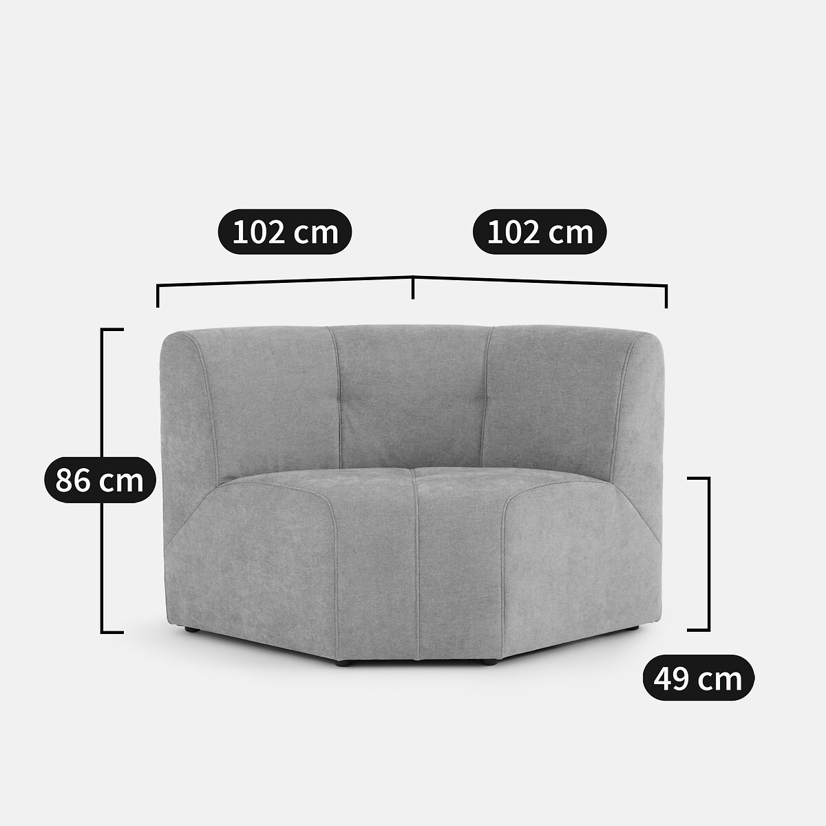 Elemento poltrona da tavolo angolare modulabile, 1 posto, in ciniglia fine, ANETA ecru , LA REDOUTE INTERIEURS